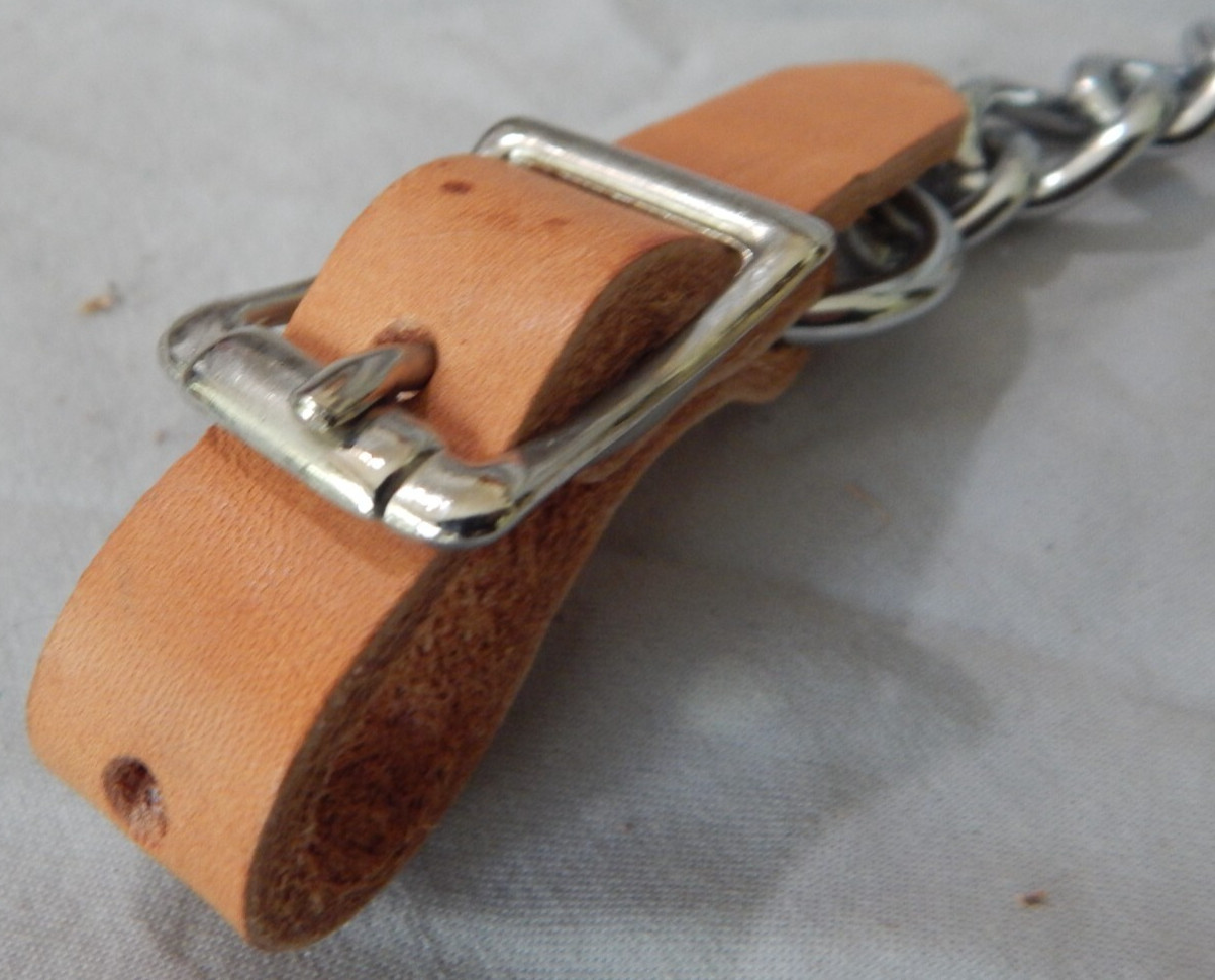 Single Flat Link Chain Curb Strap Heavy Cowhide Brand New