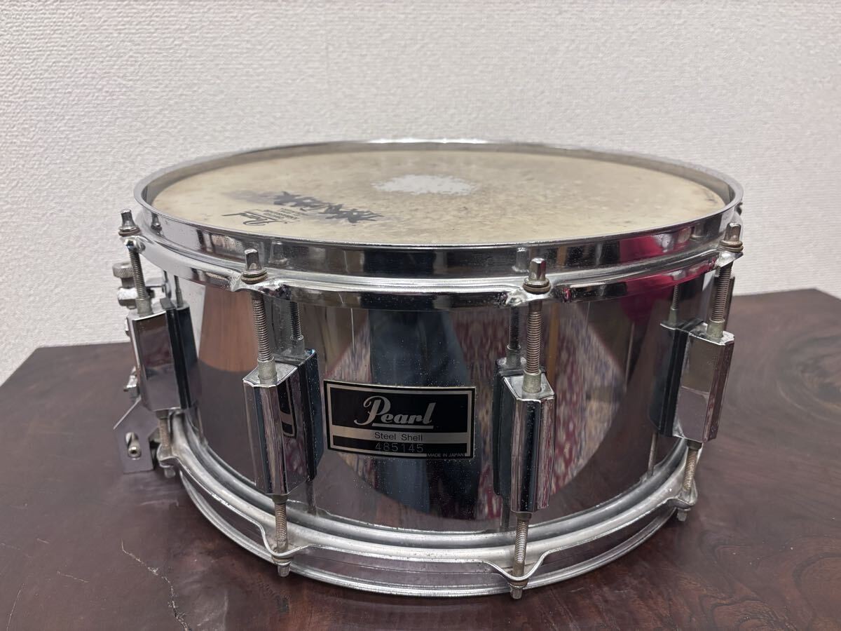 Rare Pearl Snare Drum Steel Shell Made in Japan 14 inches Made in JAPAN Steel