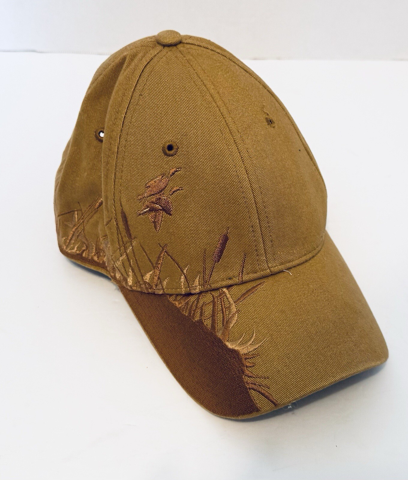 Trucker Ball Hat Wildlife Series Dri Duck Tan Color Embroidered Two Duck Flying