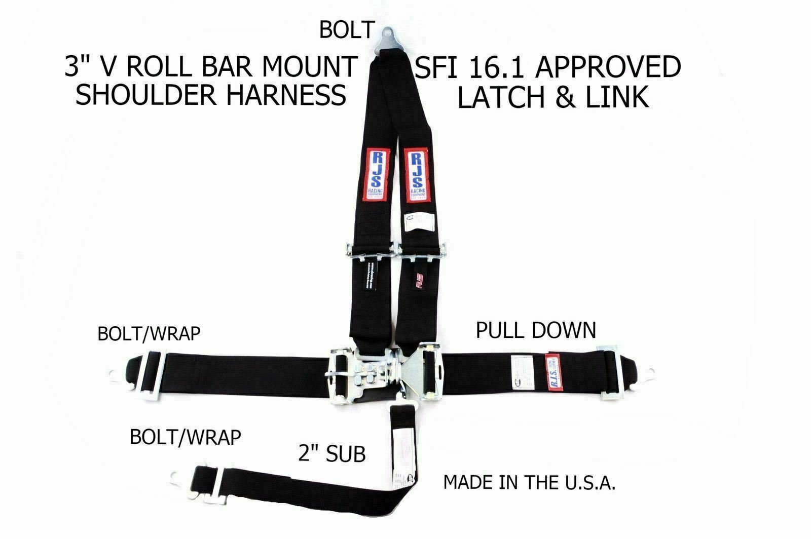 RJS RACING EQUIPMENT SFI 16.1 LATCH & LINK 5 POINT RACING HARNESS BLACK 1125701