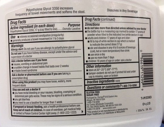 2x-Miralax💩(Generic)💩Polyethylene Glycol💩 59.8 ozs💩100 doses💩Free SHIP!💩💩