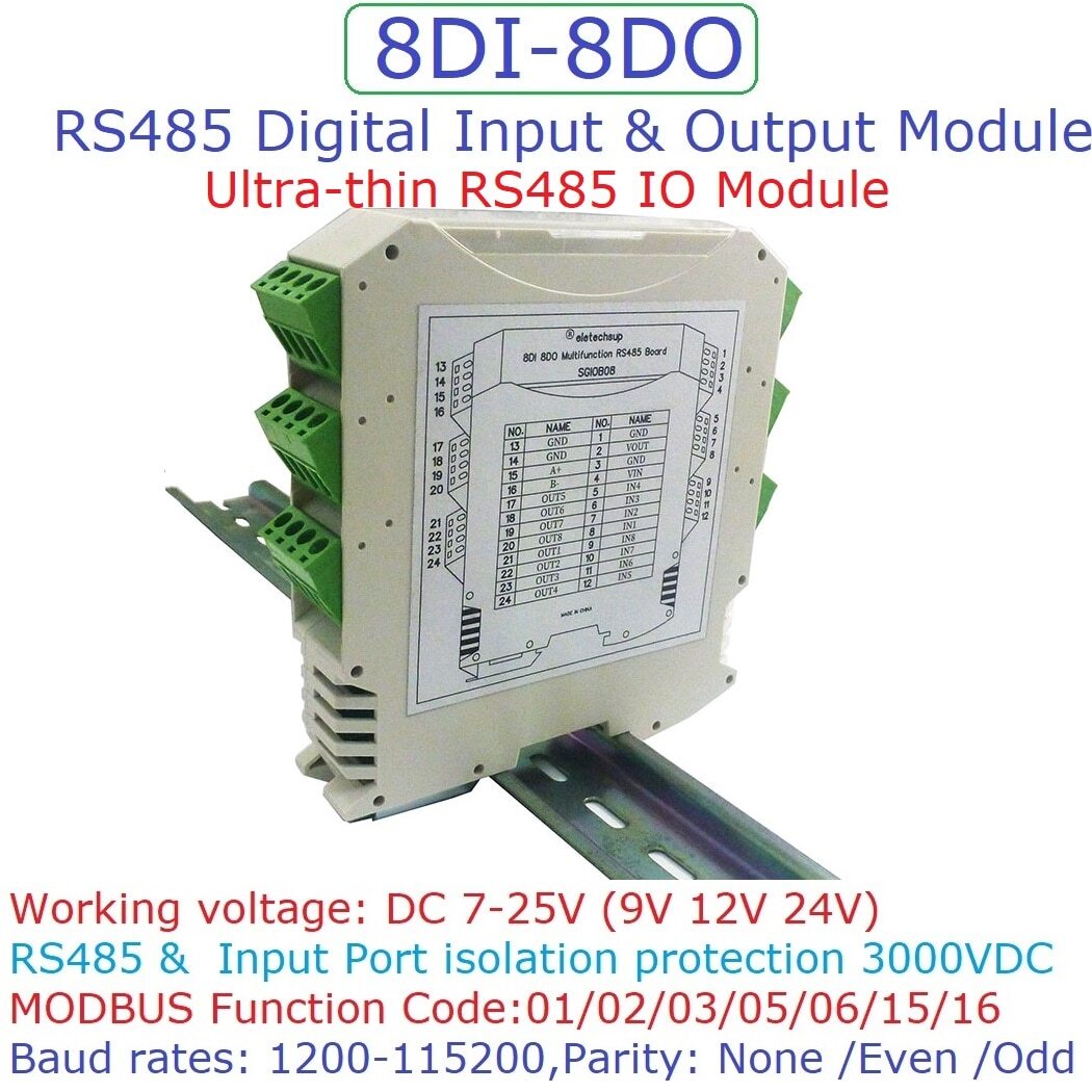 SGIOB08 Safety Barrier RS485 I/O 8DI-8DO Isolated Digital Input Output
