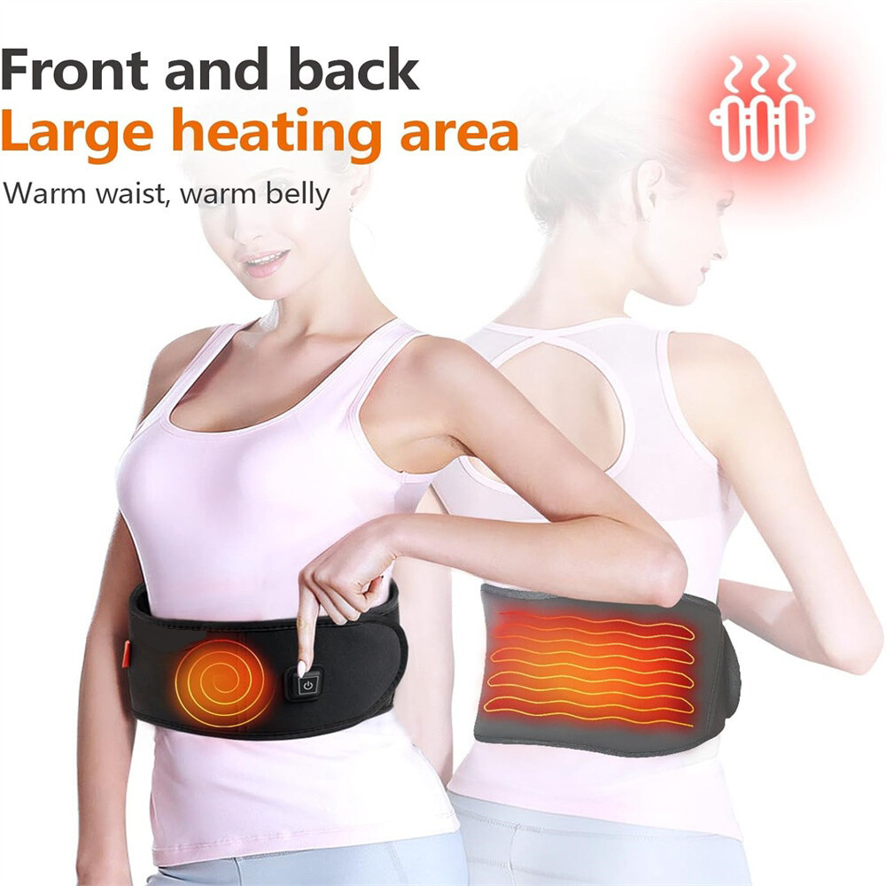Heating Pad Lumbar Waist Support Brace Belt Lower Back Pain Relief for Men Women