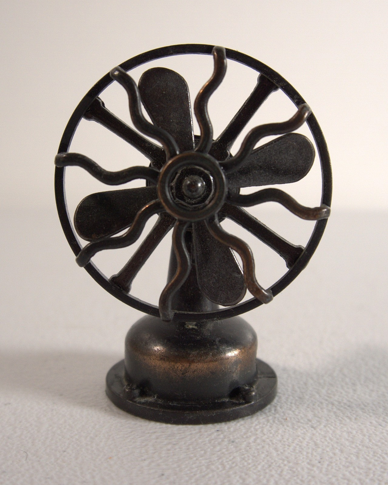 Vintage Pencil Sharpener Diecast Metal Miniature Spinning Fan Moving Parts (FA)