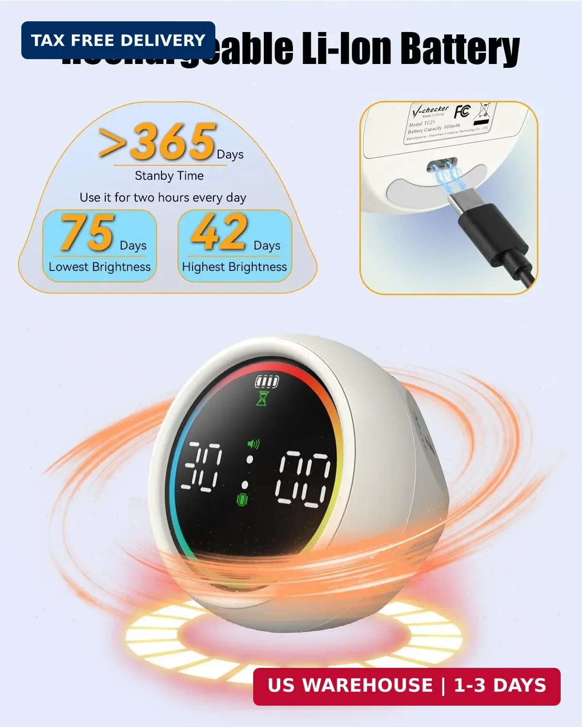 Pomodoro Timer Cube, Desk Timer for Productivity with 1, 5, 10 Min Preset Countd