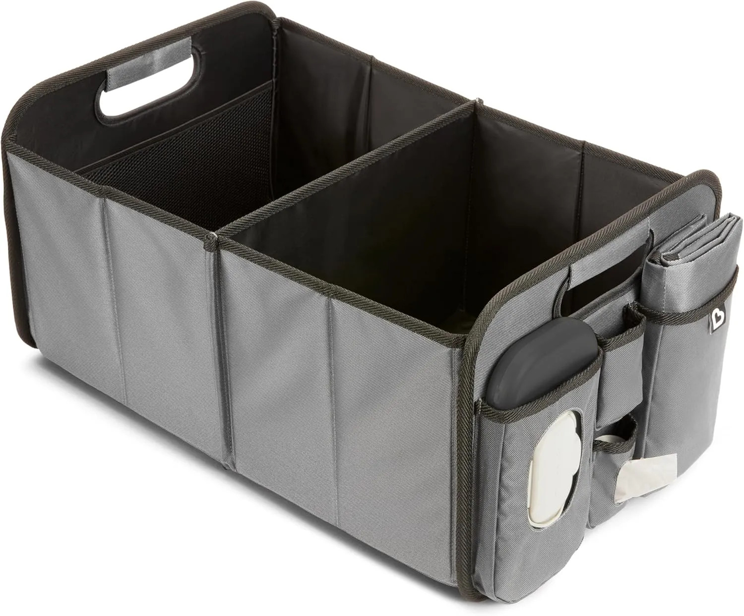 Collapsible Trunk Organizer For Car SUV With Portable Changing Pad Grey Storage