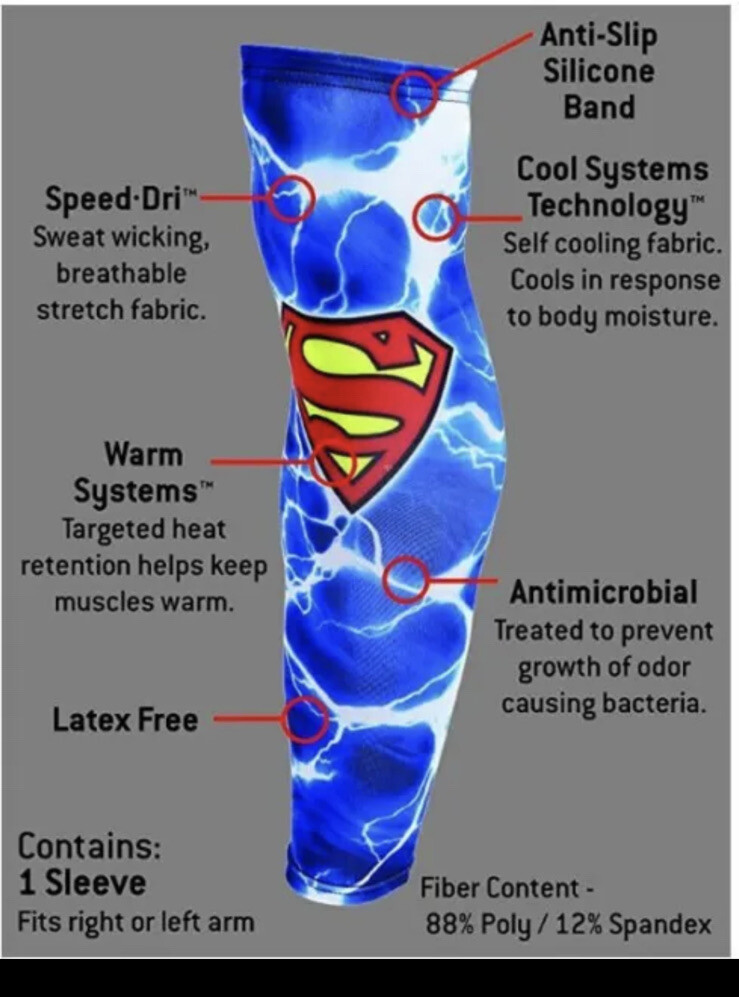 DC Comics Superman Logo Athletic Sports Compression Leg Sleeve Large New