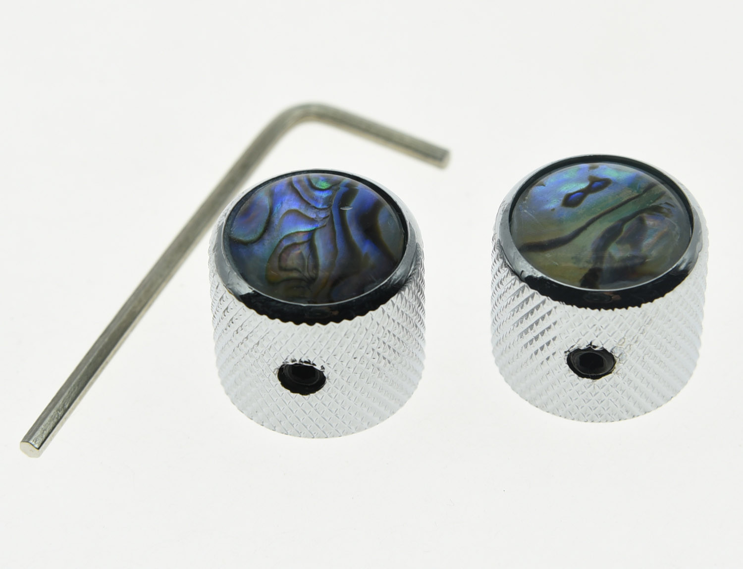 2x Chrome Tele Telecaster Abalone Top Guitar Dome Knobs Bass Knob w/ Set Screw