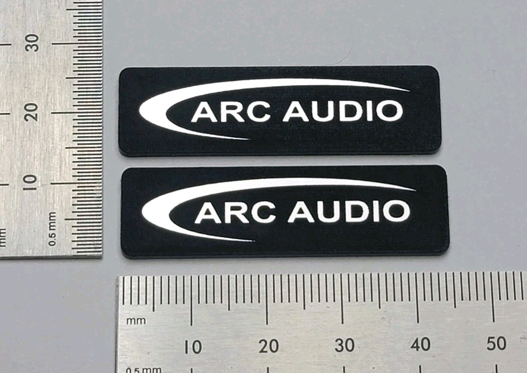 ARC Audio Speaker Badge Logo 3D Premium Silver Pair With Self Stick Adhesive