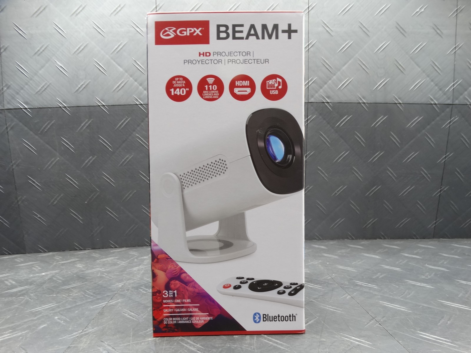 GPX Beam+ 1280 x 720 LED Projector with 110 ANSI Lumens Bluetooth White PJ505W