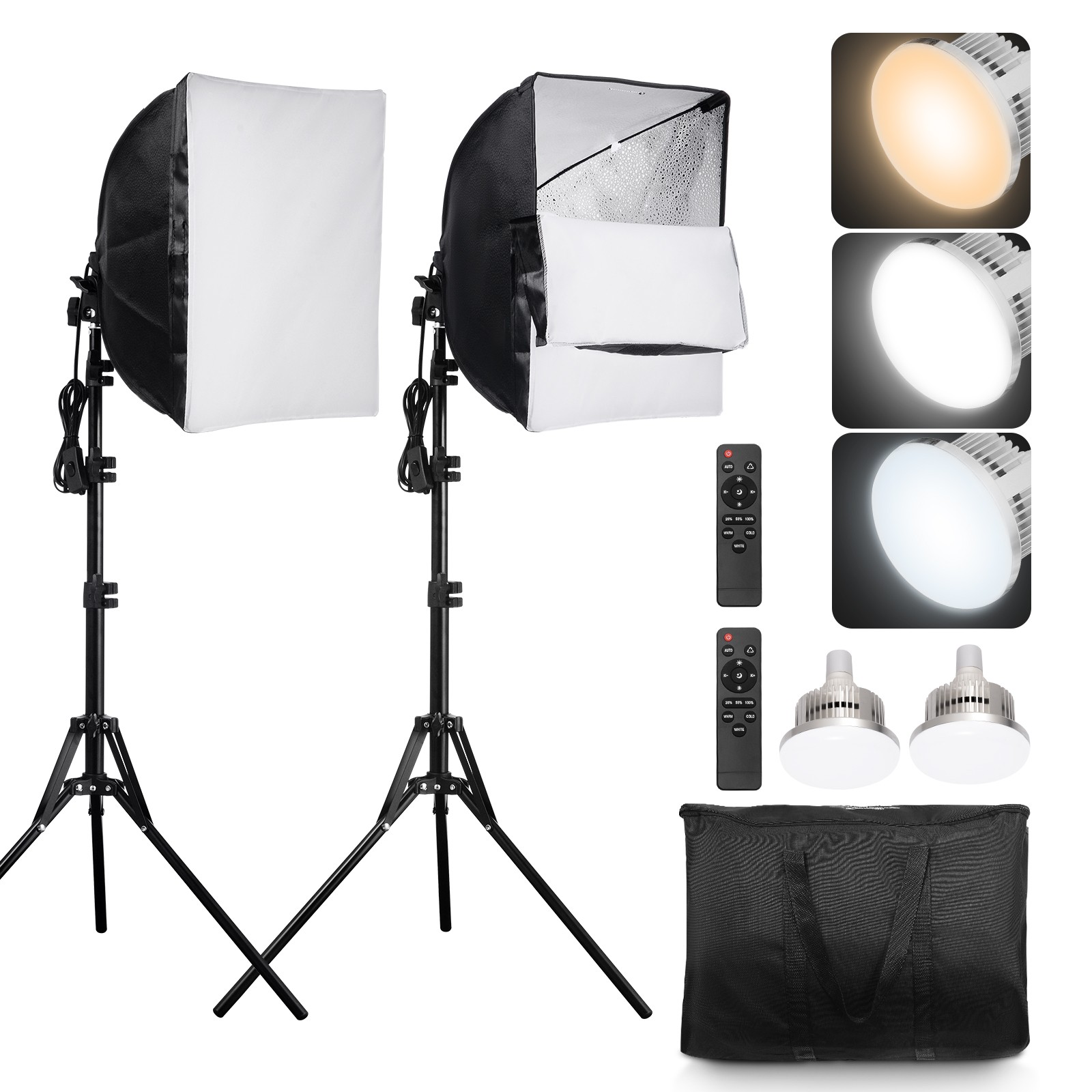 Uimoso Softbox Lighting Kit 16 in x 16 in 3000-6500K Adjustable for Shooting