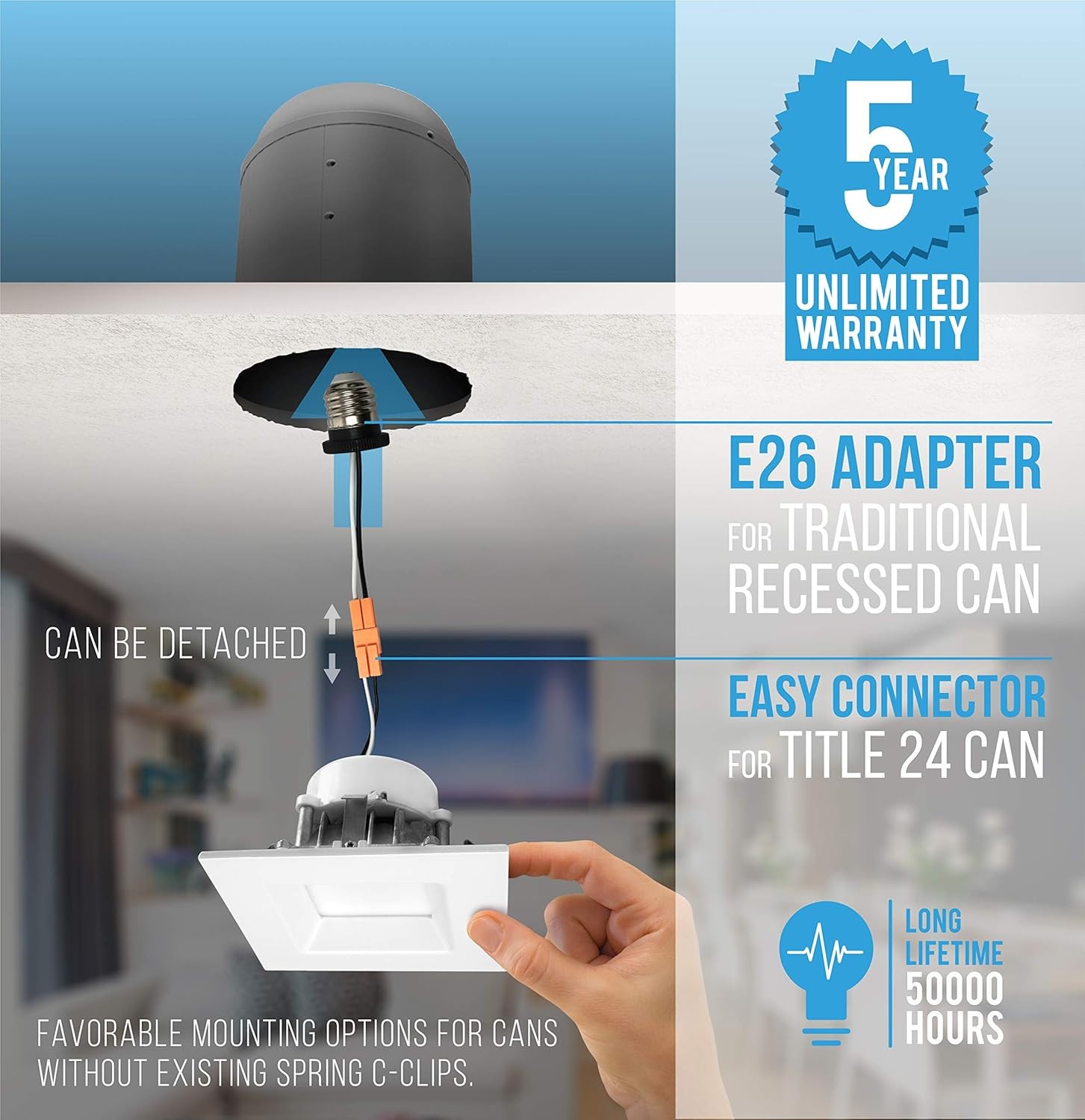PARMID - 4 inch Dimmable LED Square Recessed Retrofit Can Lights