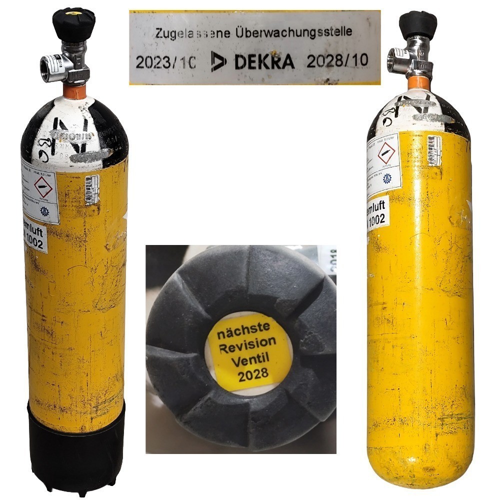 Breathing air bottle 6 liter 300 bar breathing air bottle remaining TÜV valve steel bottle