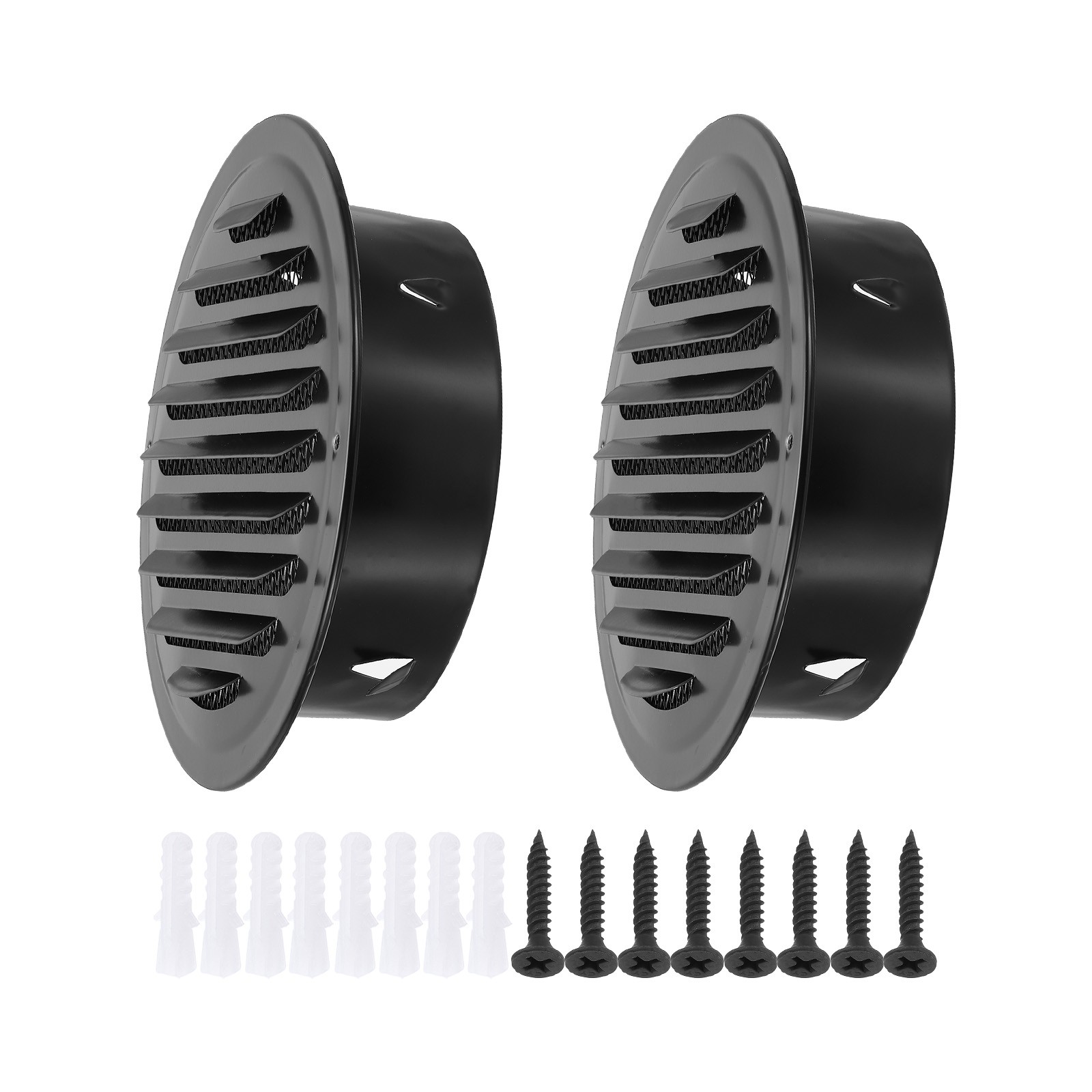 2 Pack 6" Round Air Vent Cover Stainless Steel Louvered Wall Inlet Outlet Grill