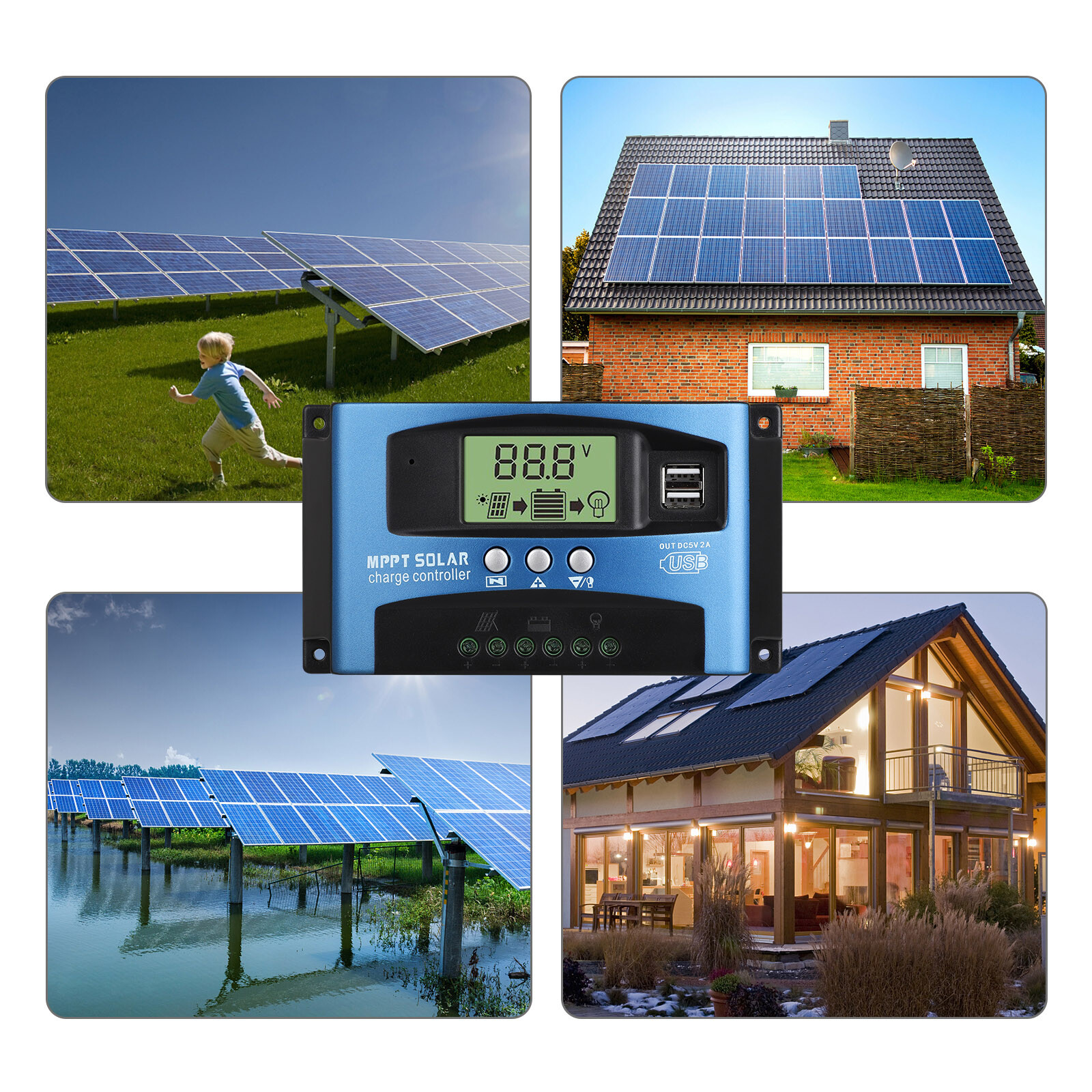 100A MPPT Solar Panel Regulator Charge Controller 12/24V Auto Focus Tracking New