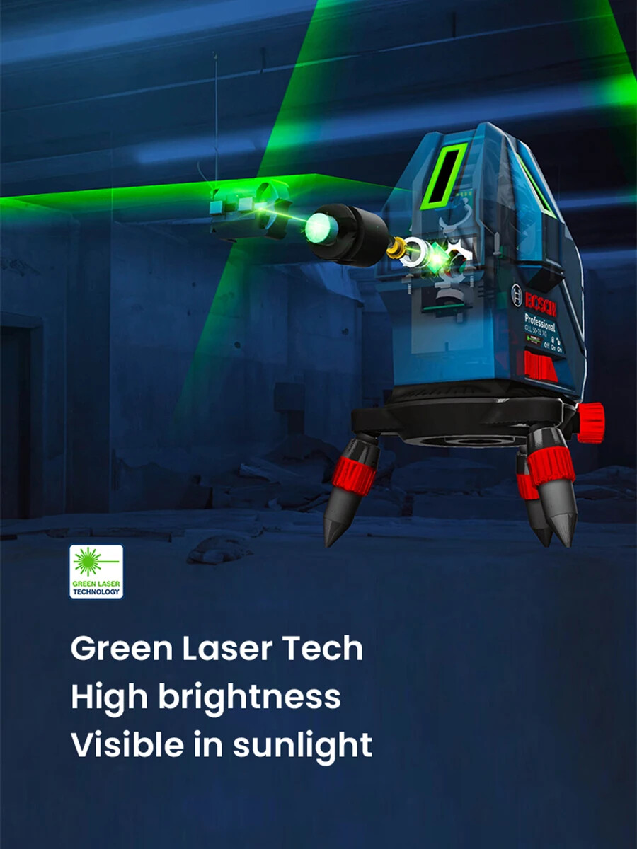 BOSCH Green Laser Level 3D 5Lines Self-leveling Horizontal &Vertical GLL50-15XG