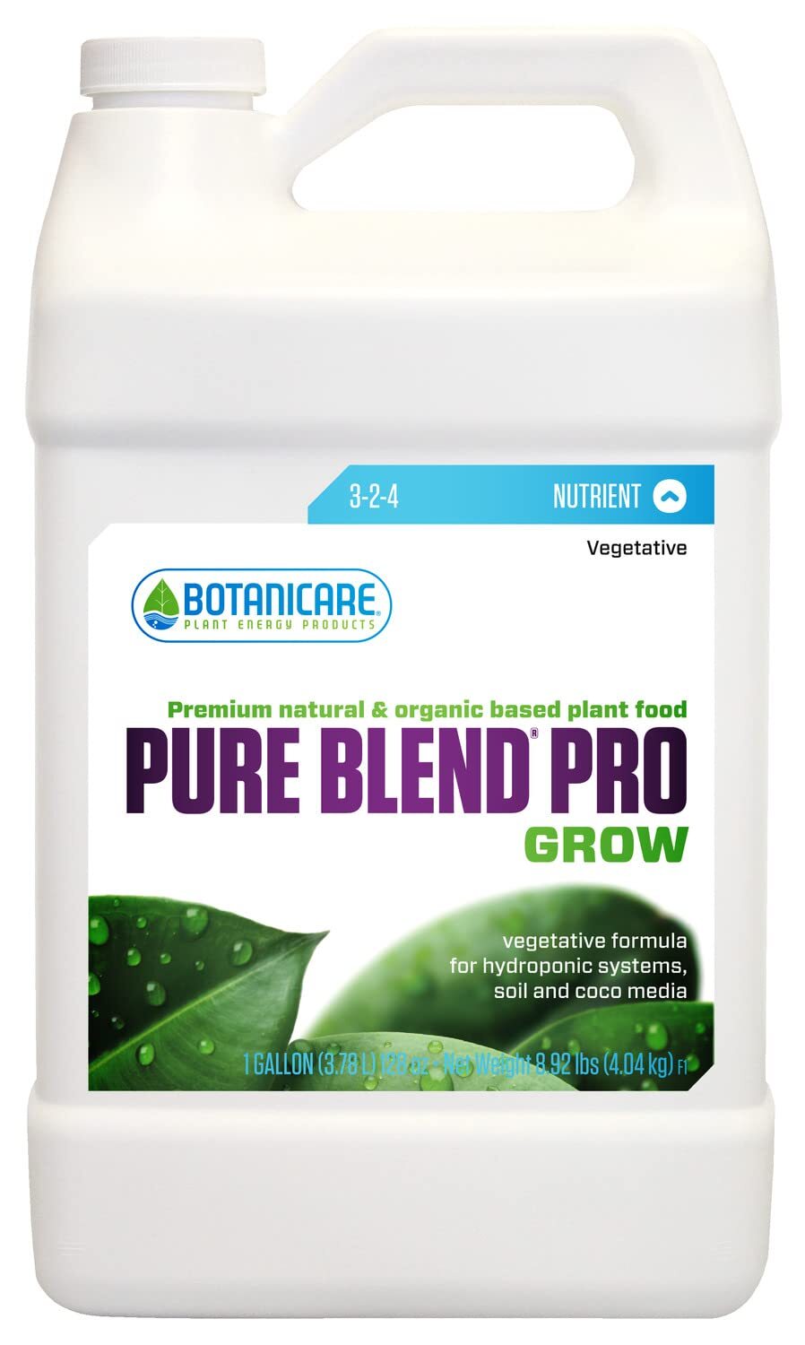 Botanicare Pure Blend Grow Nutrient, A premium, one-part plant food, For plants