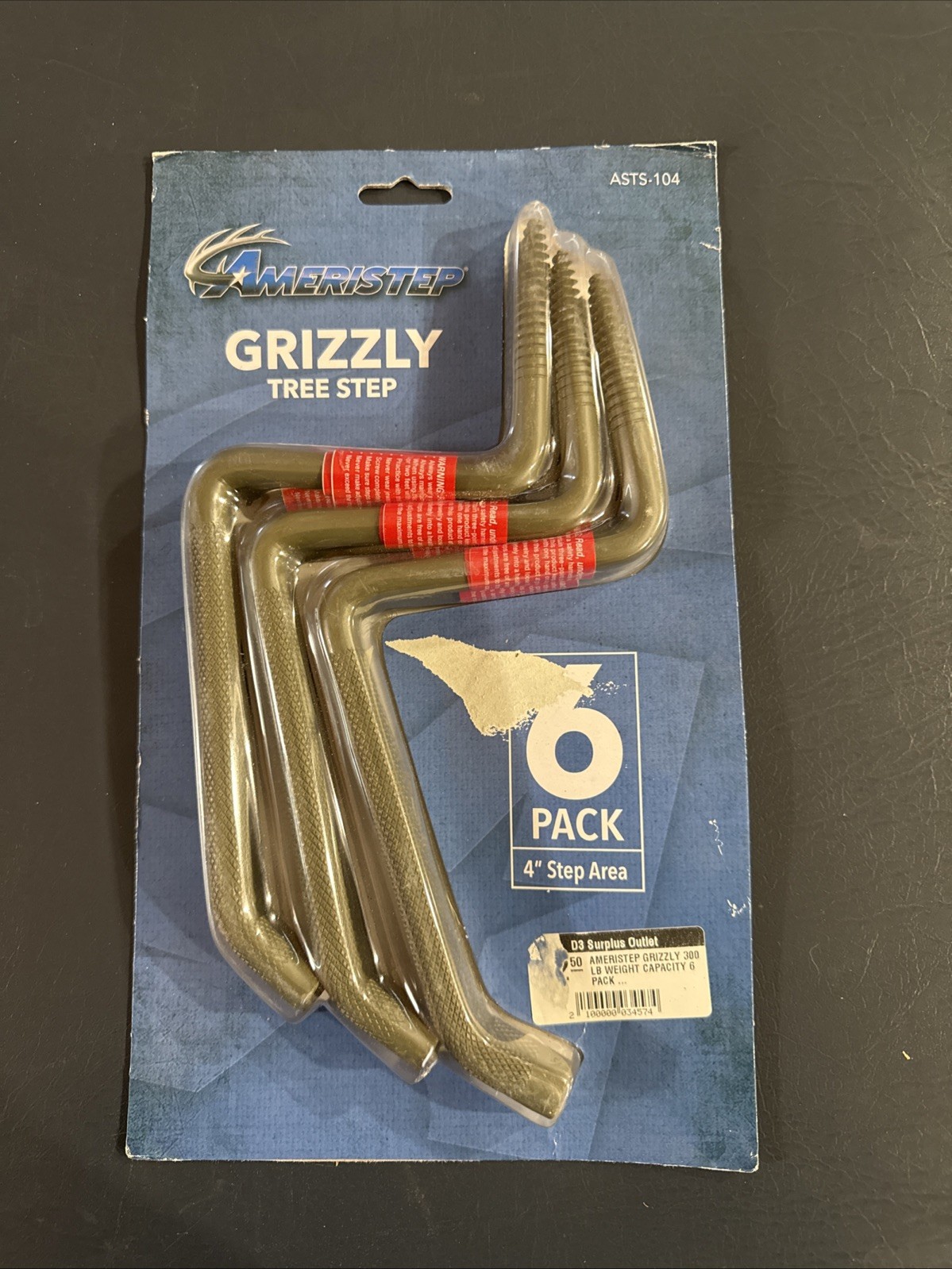AMERISTEP GRIZZLY TREE STEP, 6-Pack, 4" Step Area, 300 Lb Weight Limit