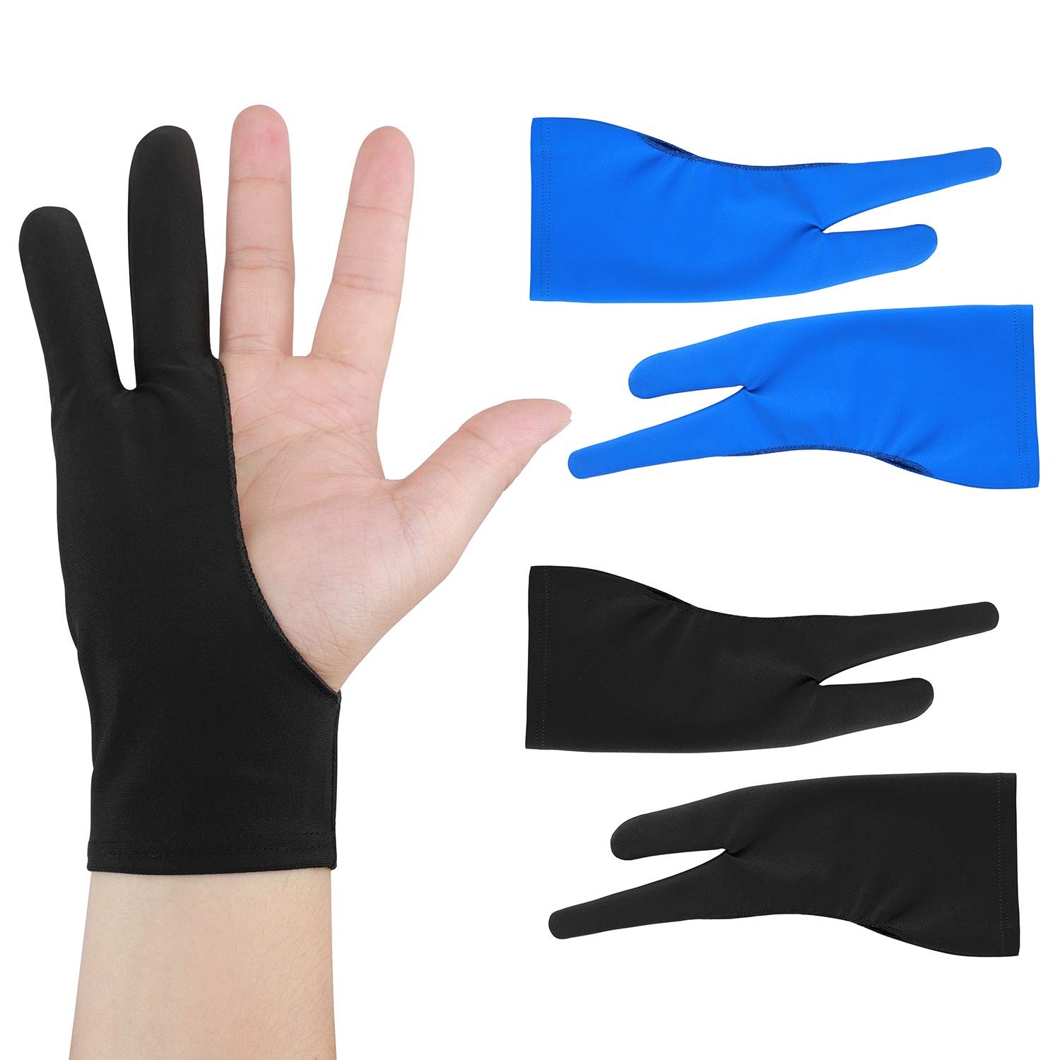 4 Pcs 2-Finger Digital Drawing Art Gloves for Drawing Tablets Paper Sketch