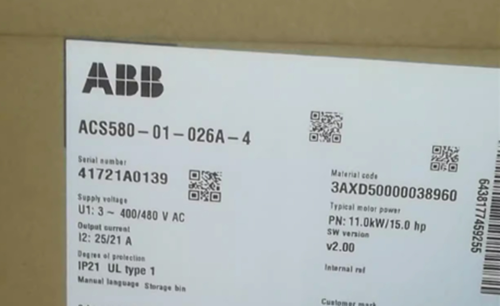 NEW ABB ACS580-01-026A-4 Module ACS58001026A4