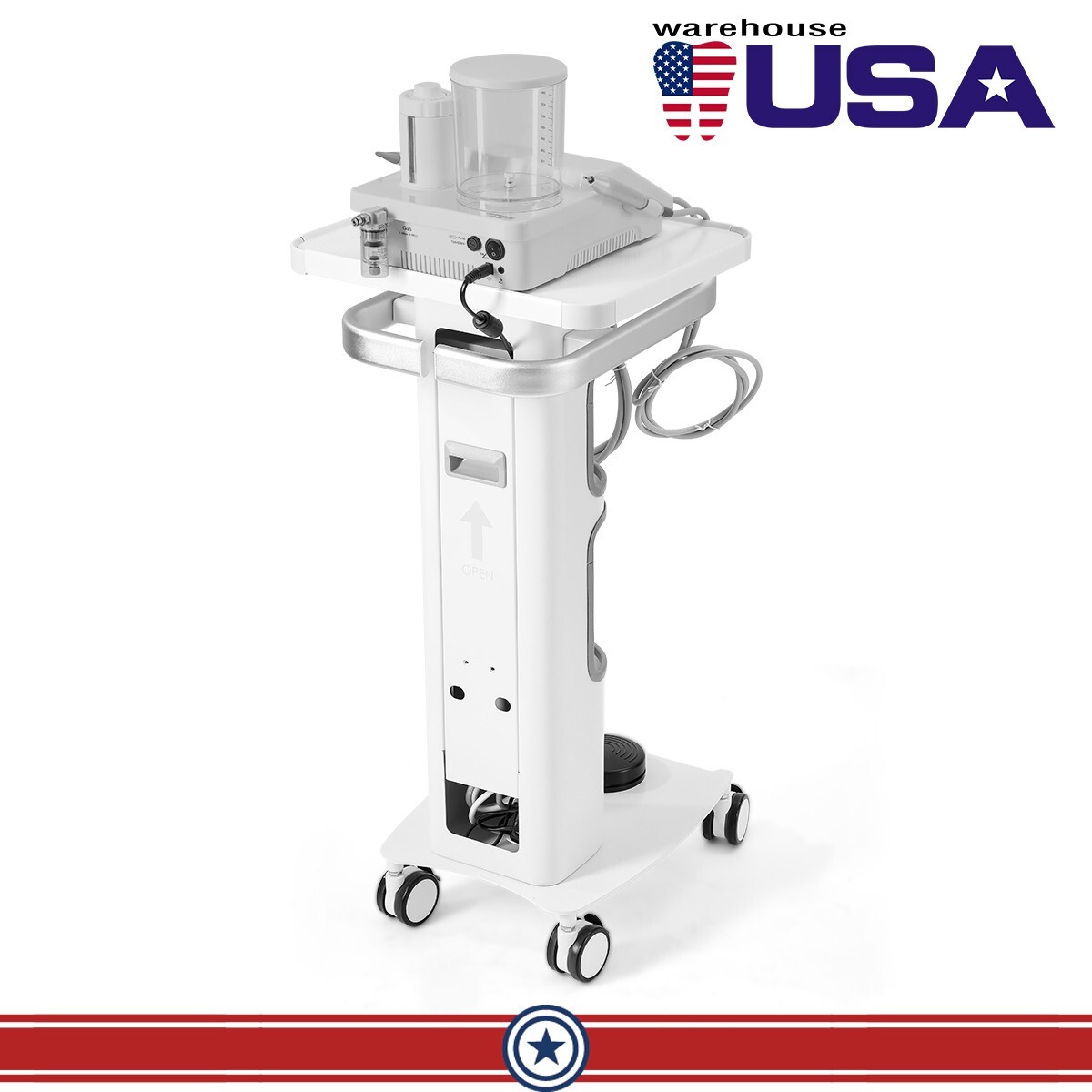 Compact Dental Multi-Function Mobile Cart with 360° Lockable Wheels for Implant