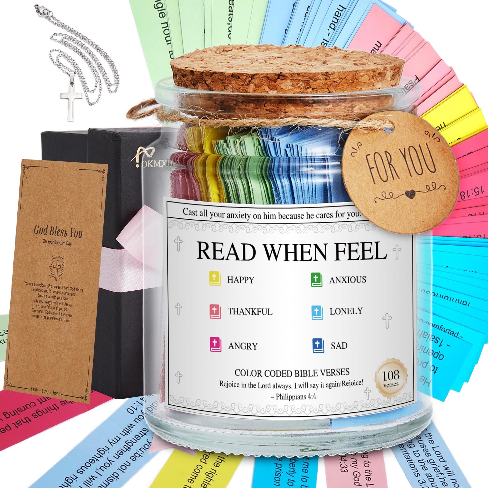 Bible Verse Jar,Read Me When Verses Jar for 0.3 Ounces, 108