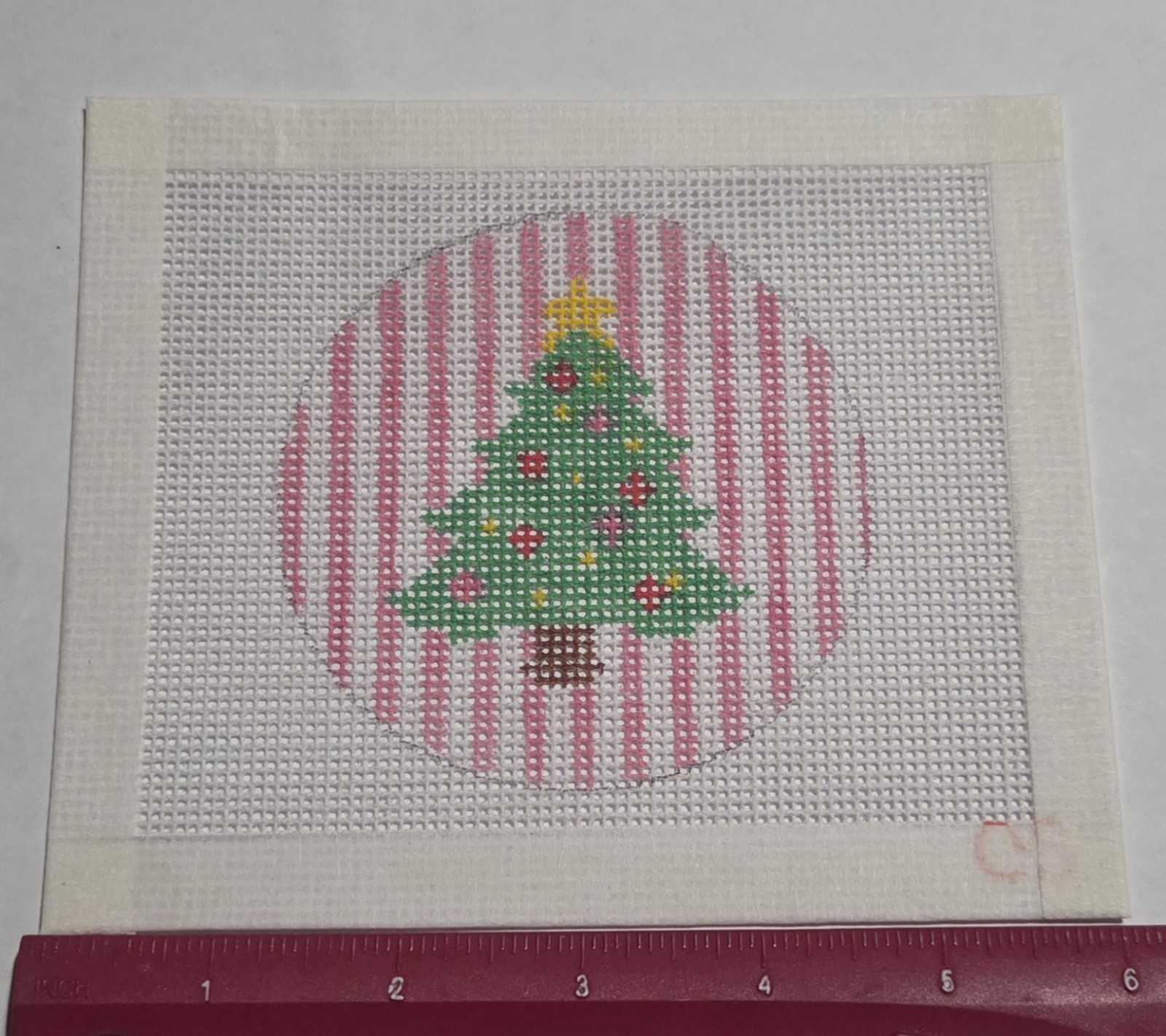 Hand Painted Christmas Tree Ornament Needlepoint Canvas