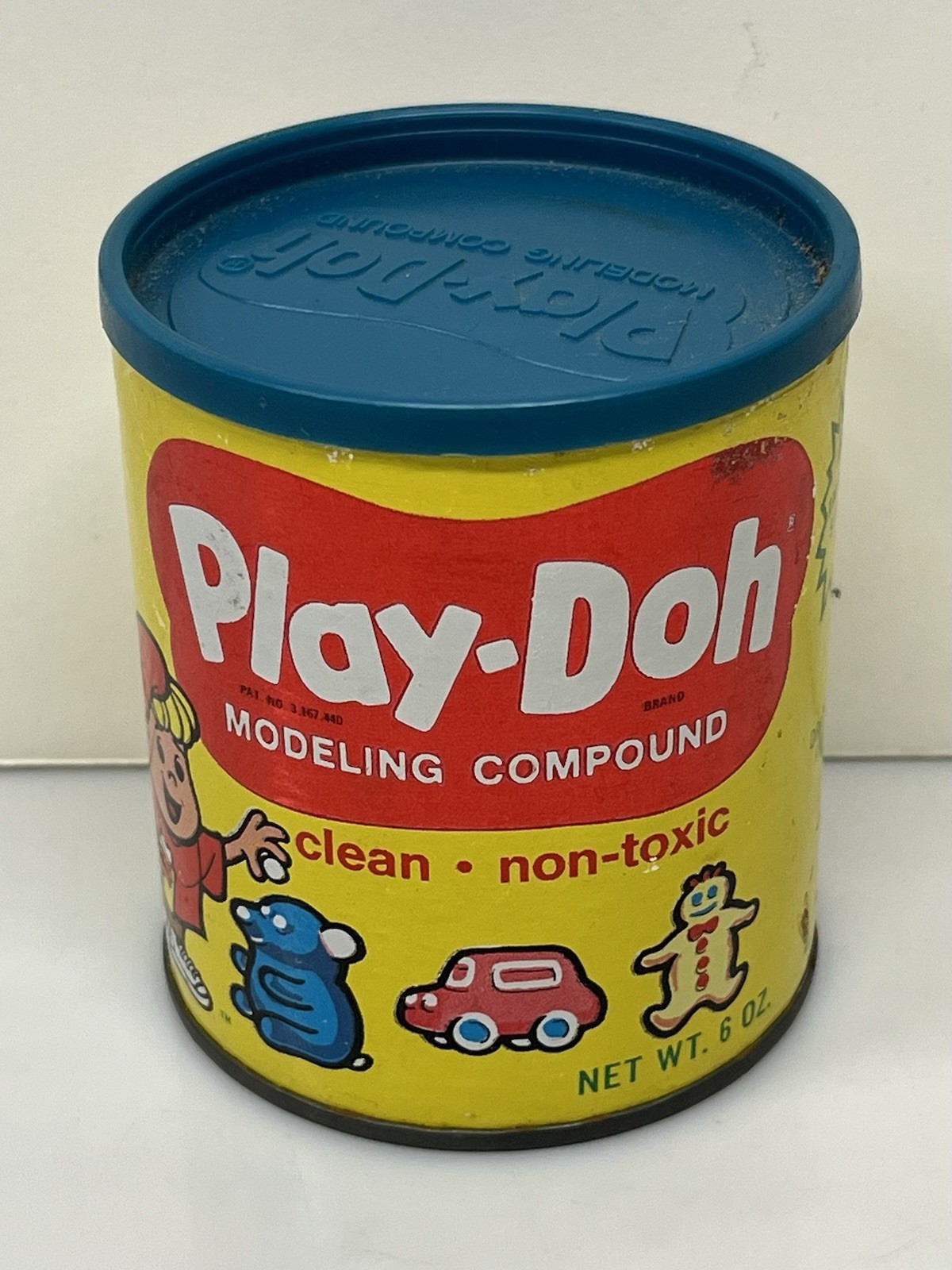 1968 Vintage BLUE Play-Doh Container Can Empty Rainbow Crafts 6 oz
