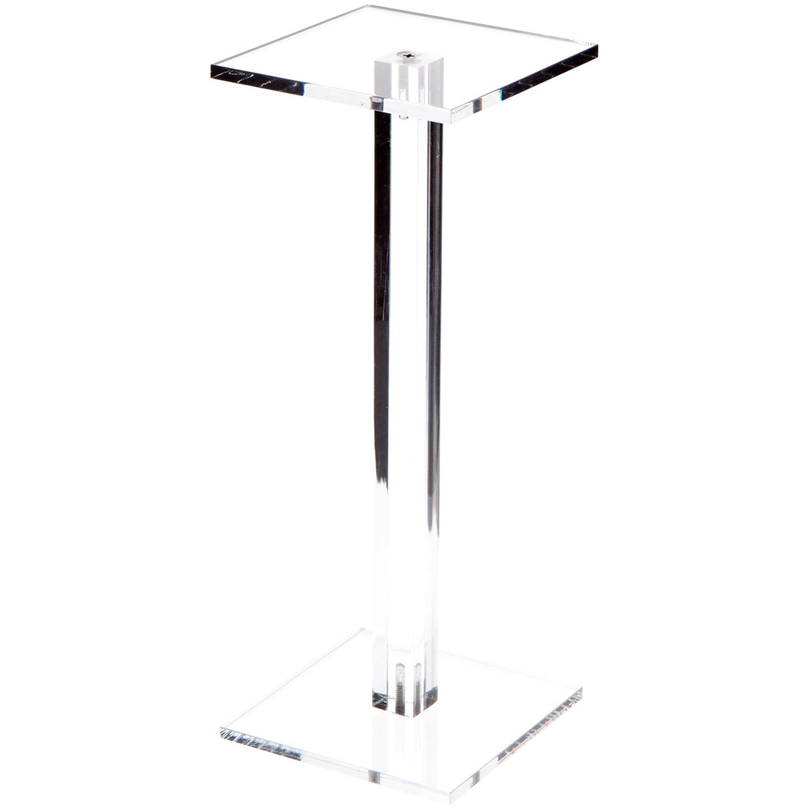 Plymor Clear Acrylic Square Barbell Pedestal Display Riser 10.5" H x 4" W x 4" D