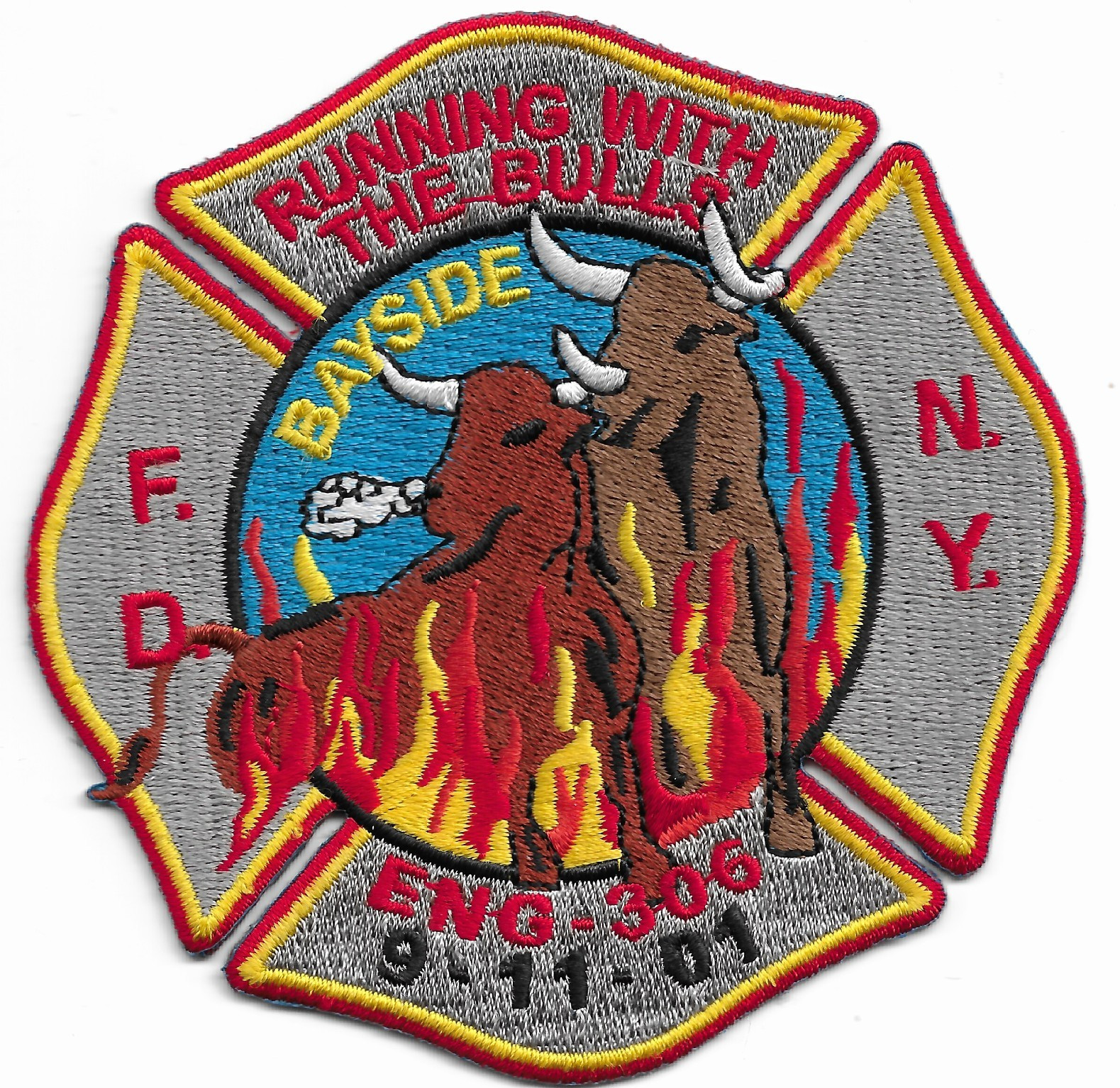 New York City - FDNY Engine-306 "Running wit Bulls", NY (4" x 4") fire patch