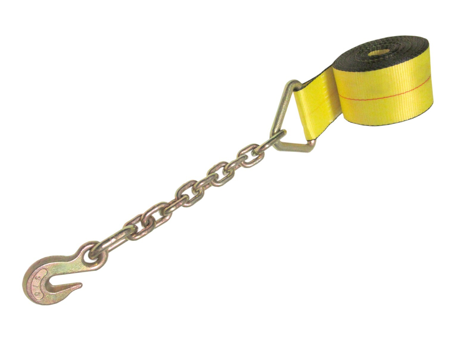 4" x 30 FT Winch Straps with Chain End Grab Hook Extension Tie Down 2 Pack