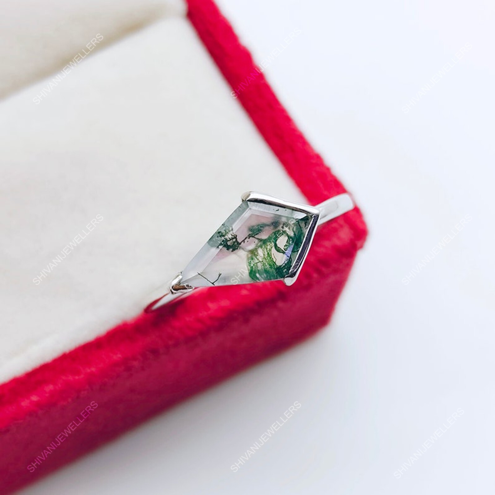 Moss Agate Ring Kite Ring 925 Sterling Silver Ring Engagement Ring Gift For Her