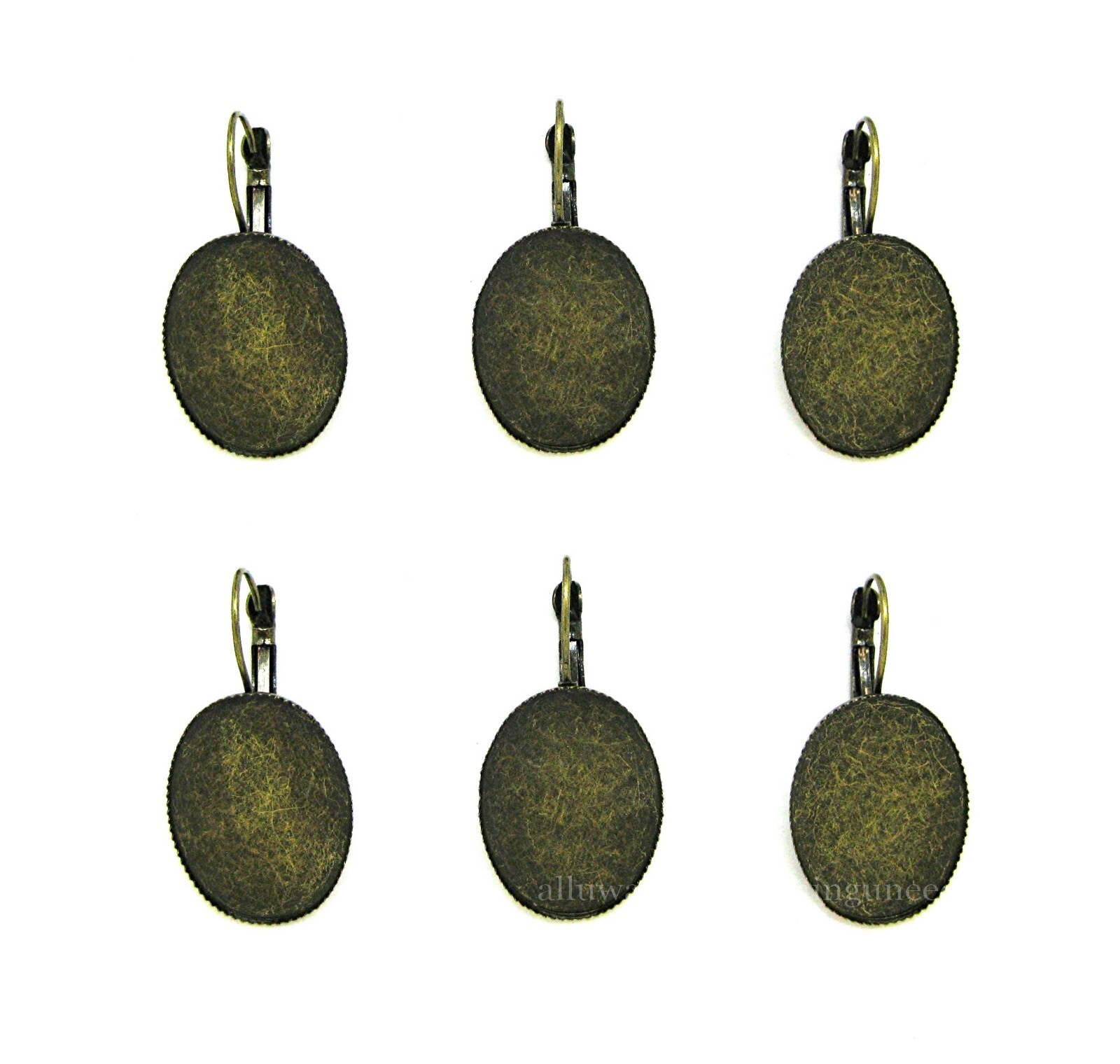 6 PCS (3 PAIRS) BRONZETONE Leverback Earring Blanks 25mm x 18mm Cameo Settings