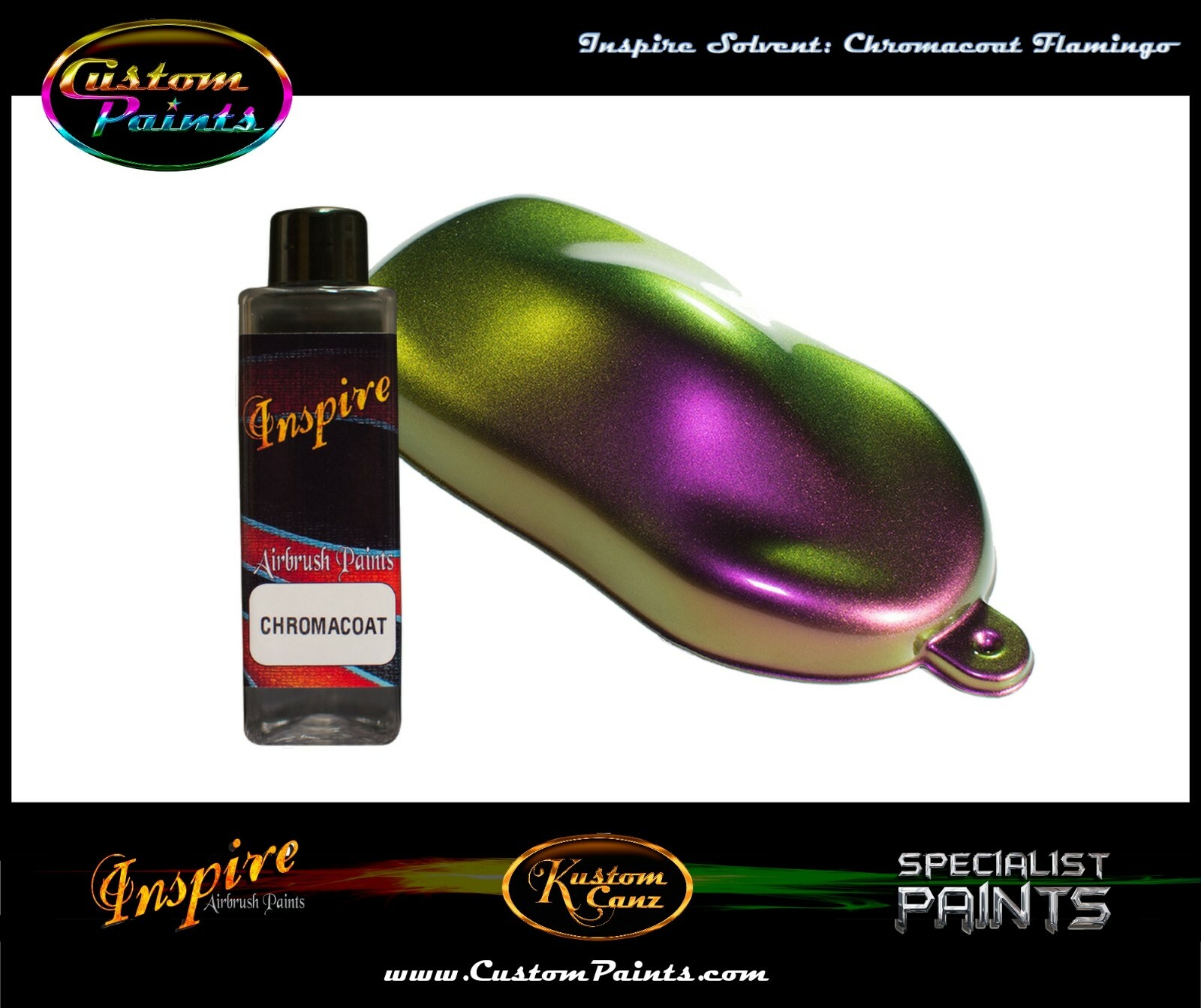 INSPIRE CHROMACOAT FLAMINGO 4oz AIRBRUSH, CUSTOM PAINT, CHAMELEON, MOTORCYCLE