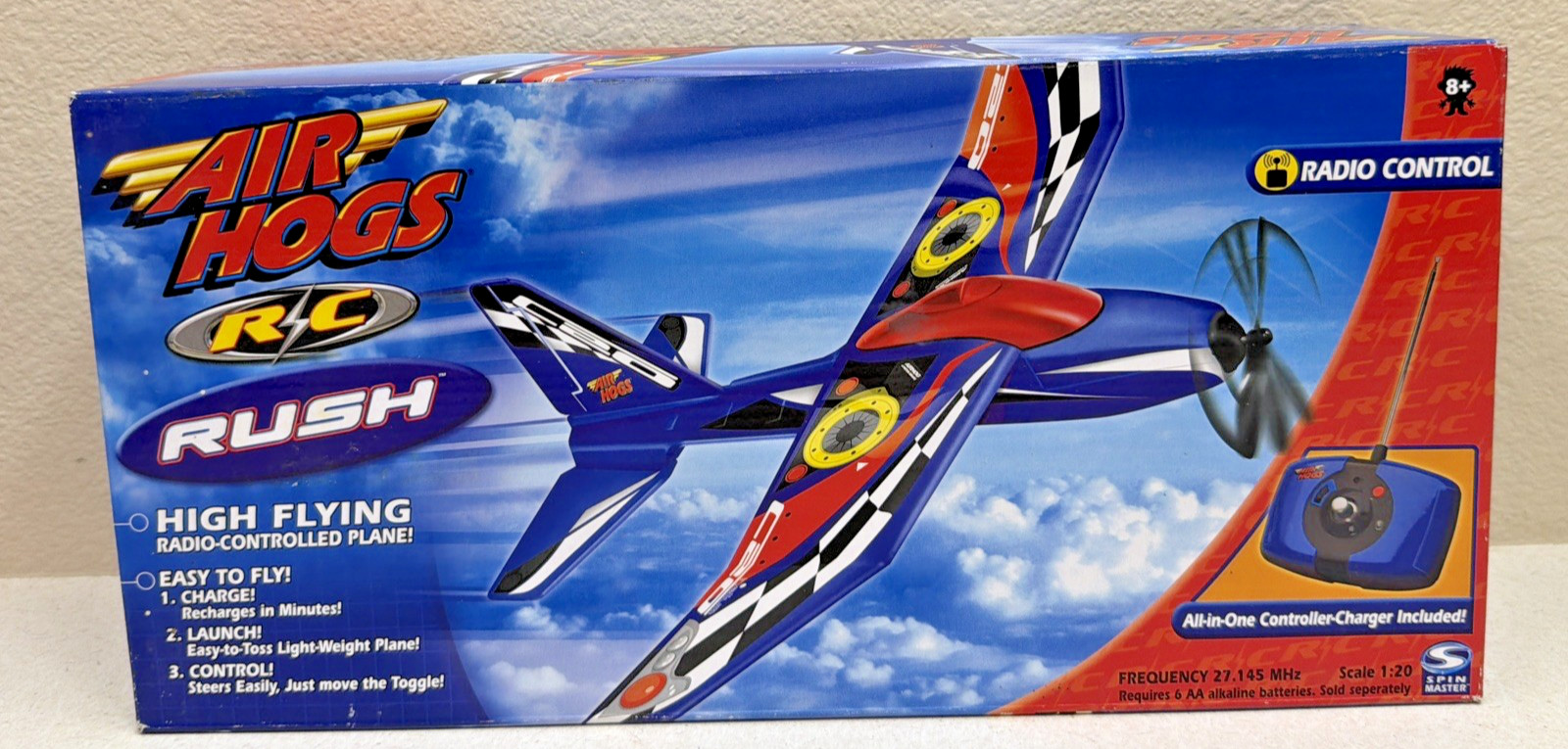 Air Hogs RC Plane "Rush" W/All in One Controller/Charger NIB