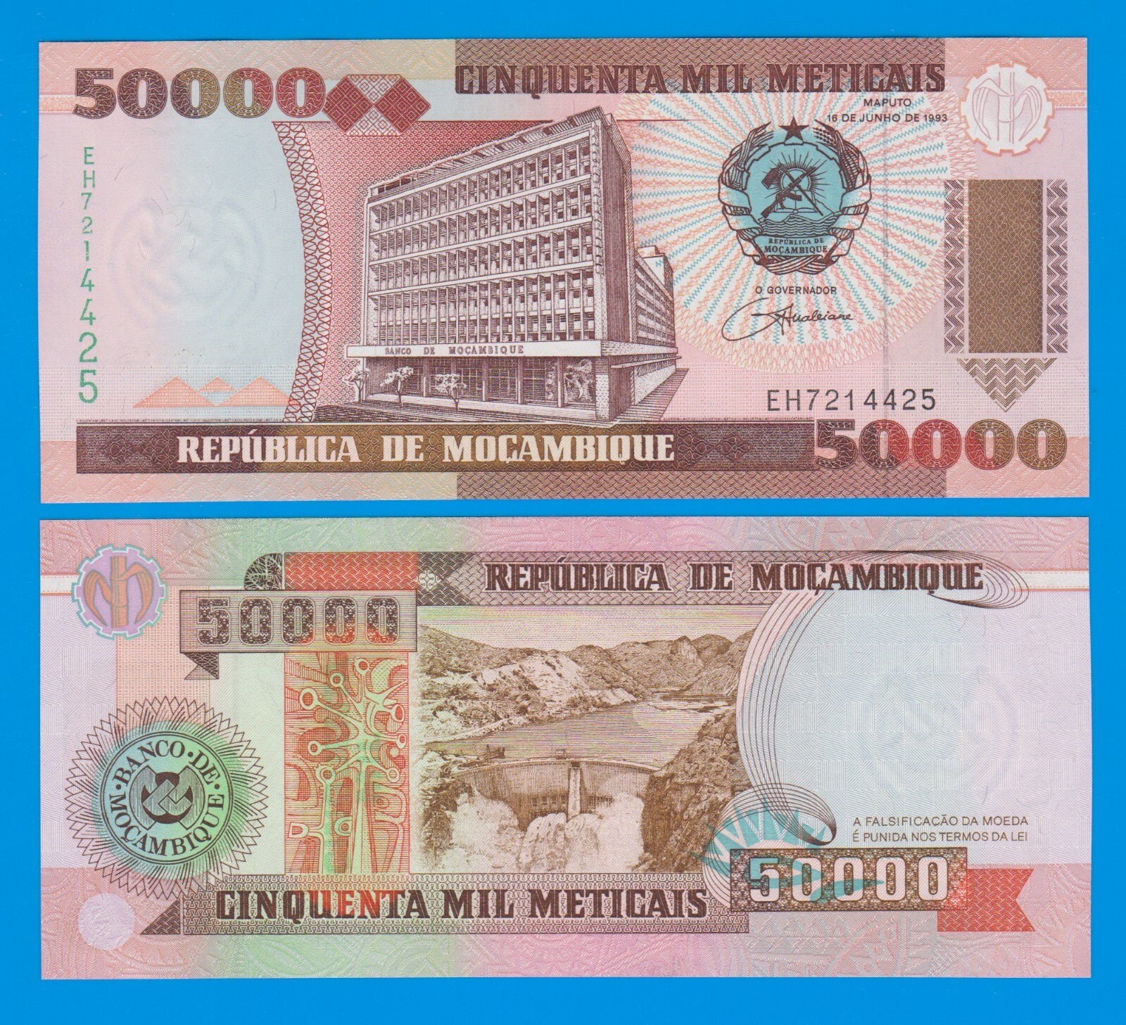 Mozambique 50,000 Meticais P 138 1993 UNC 50000