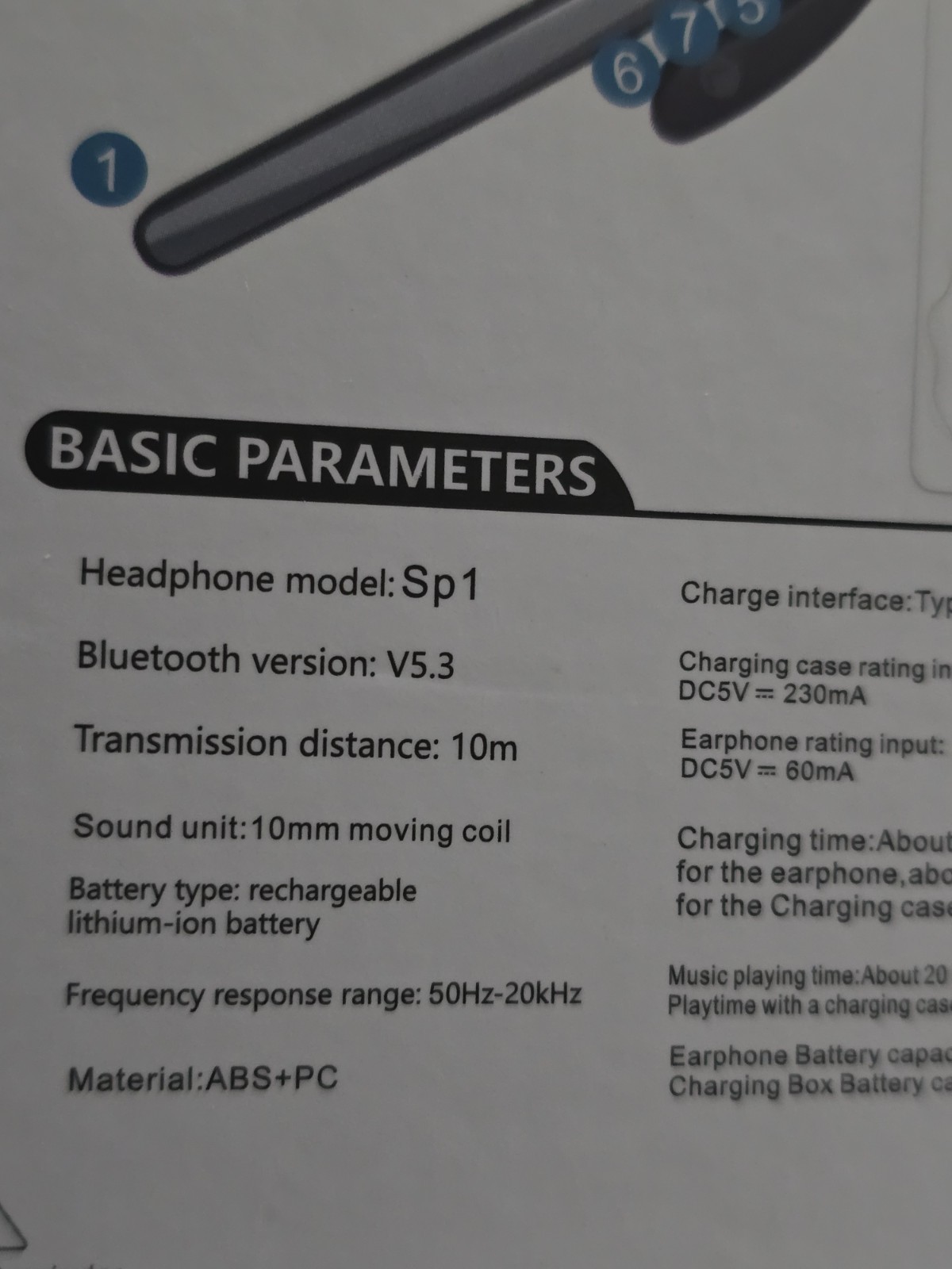 SP1 Bluetooth v5.3 HD 90HR Headset w/ Charging Case