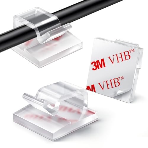 100PCS Cable Clips, Adhesive Wire Clips Strong Cord Clips Wire Small Clear