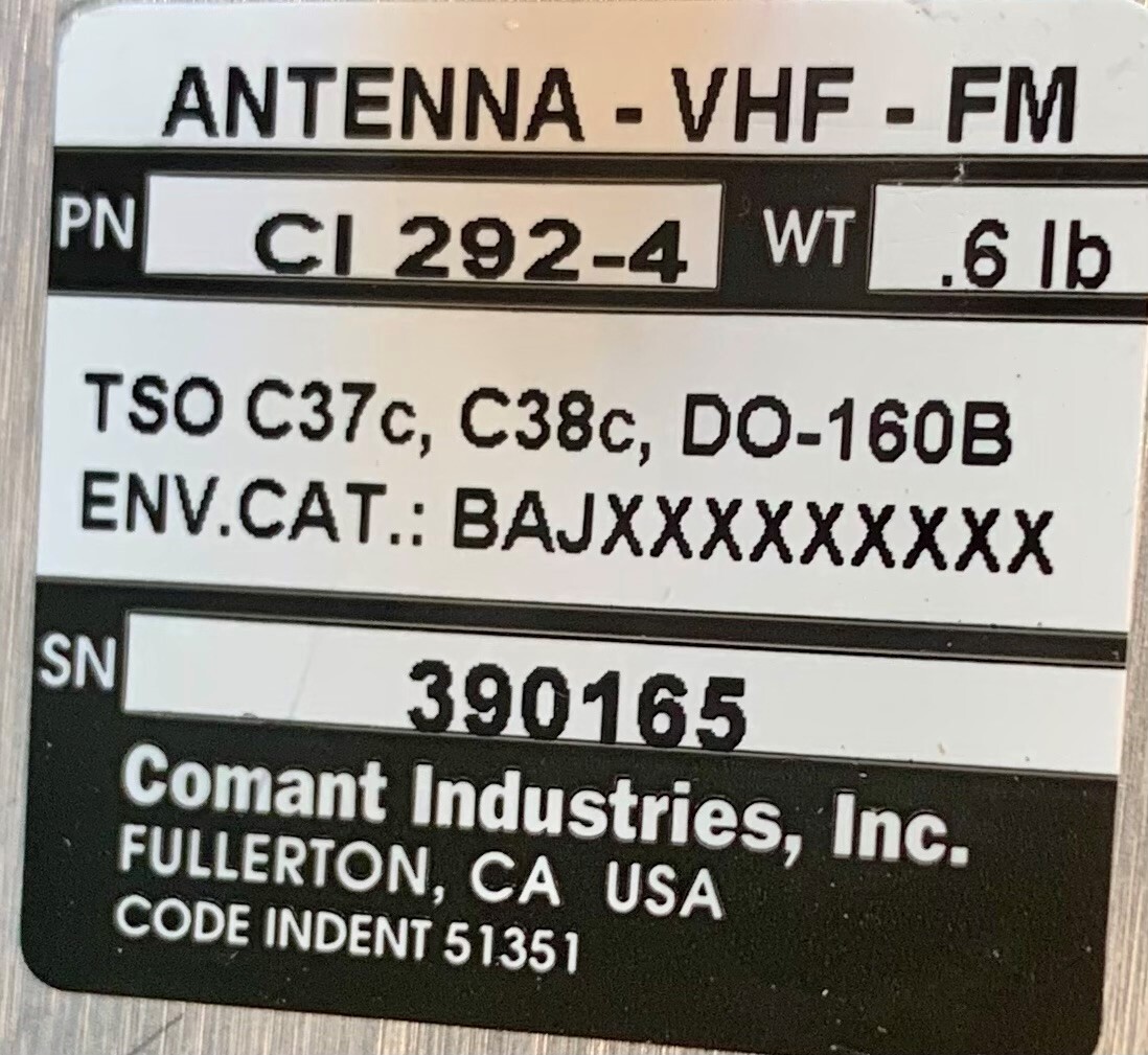 VHF-FM Antenna CI292-4 New Surplus