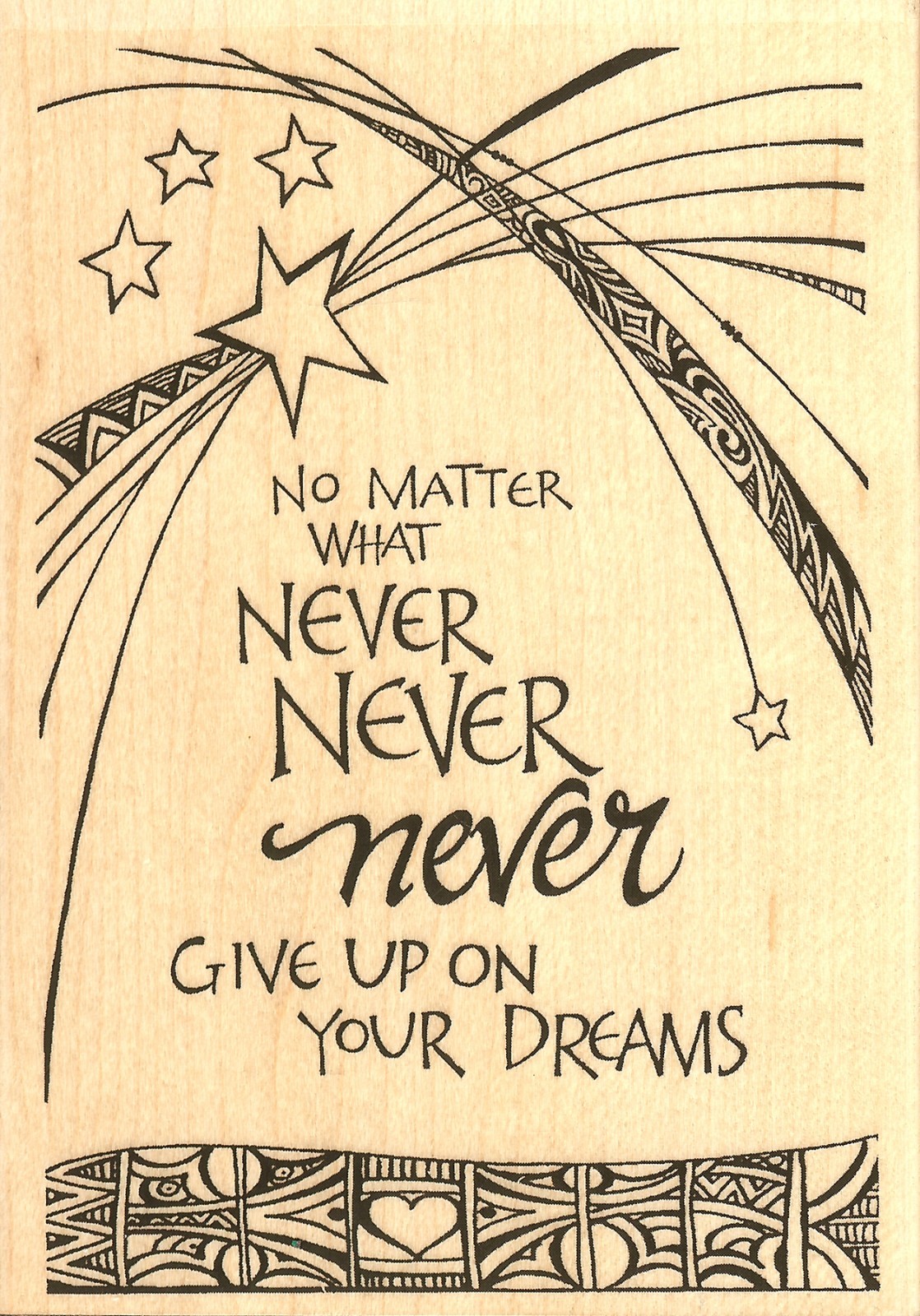 Never Give Up Text, Wood Mounted Rubber Stamp IMPRESSION OBSESSION - NEW, J15075