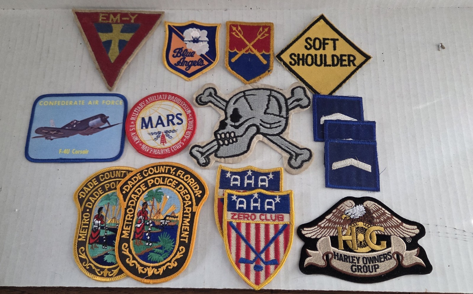 15 VINTAGE PATCHES LOT SKULL HARLEY DAVIDSON MILITARY MARS