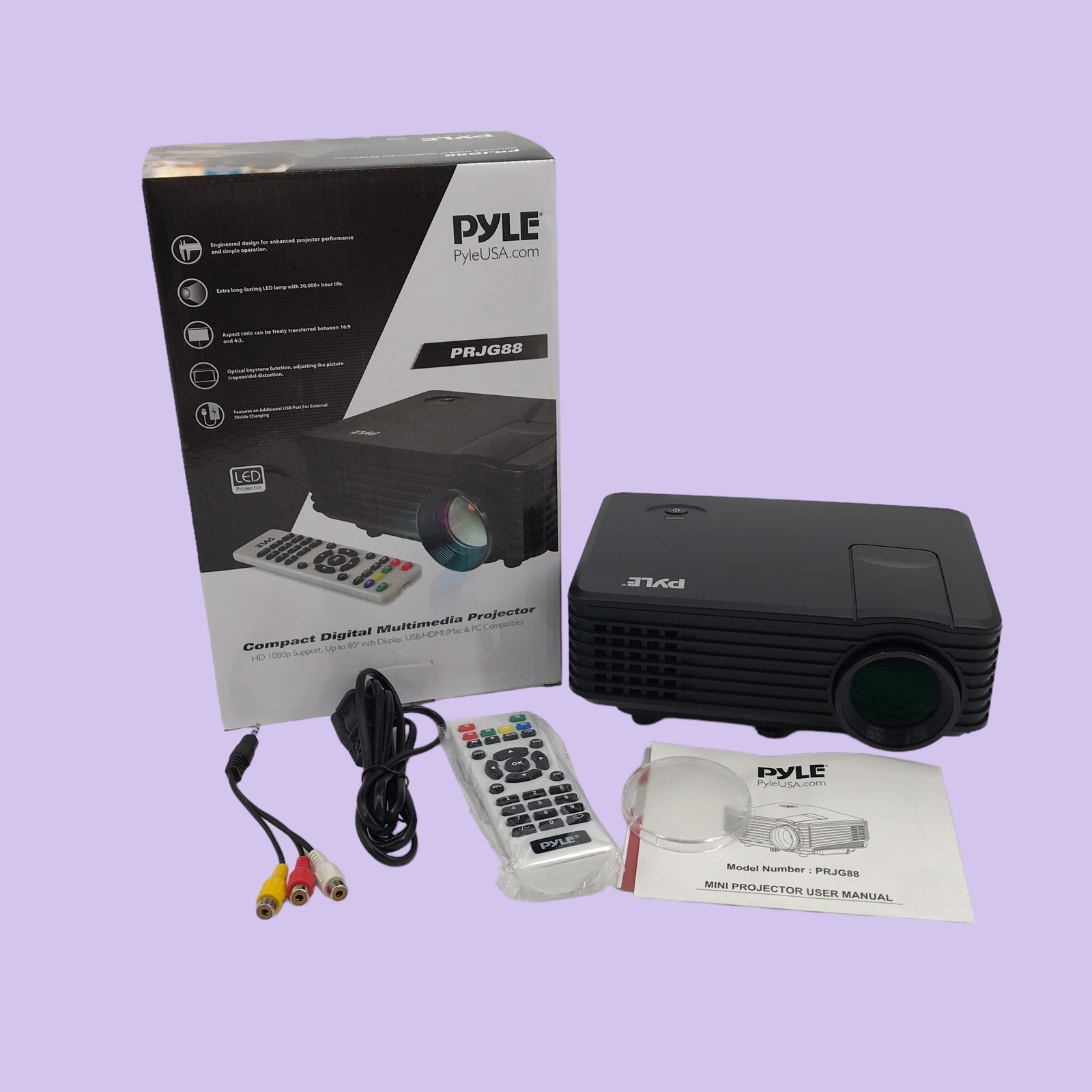Pyle PRJG88 Portable 1080p Home Theater Video Projector Full HD