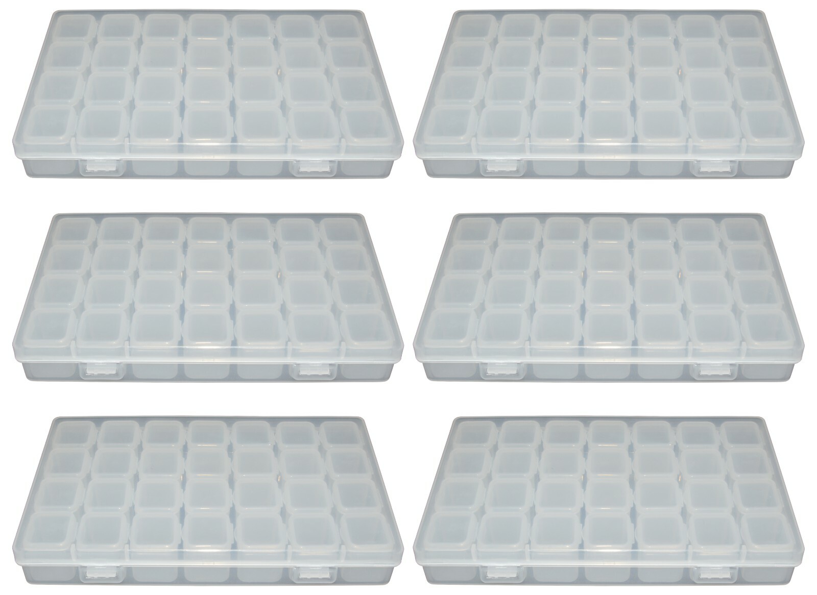 6 Pack Diamond Painting Storage Boxes, 28 Grids Per Case, 168 Total Compartments