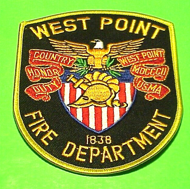 WEST POINT  NEW YORK  HONOR/DUTY 1938  NY 5"  FIRE DEPT  PATCH  FREE SHIPPING!!!