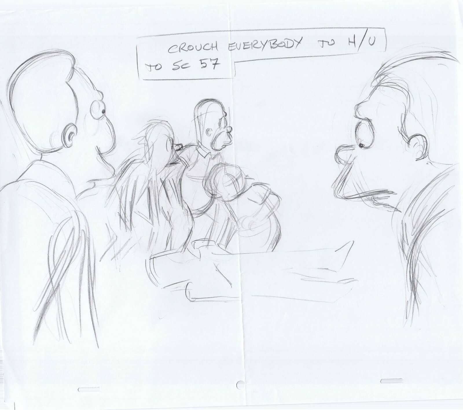 Simpsons Homer Group Original Art Animation Production Pencils Rough Comps SC-57