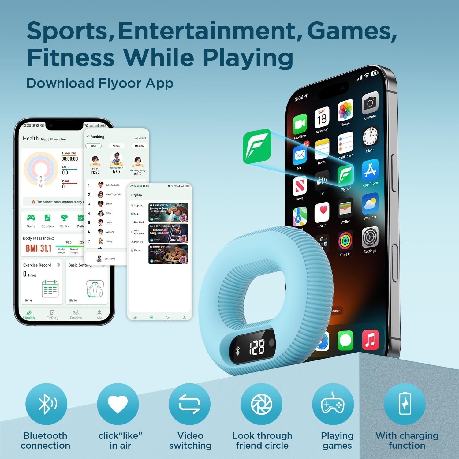 30lb Smart Grip Trainer - Durable Silicone with Interactive Games & HID Browsing