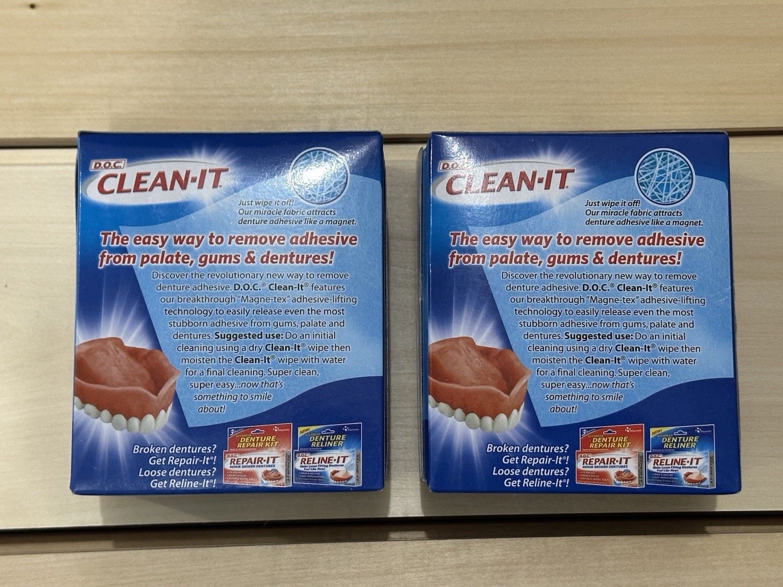Clean It Advanced Denture Cleaning Wipes Doc Lot Of 2 Boxes 40 Count Each