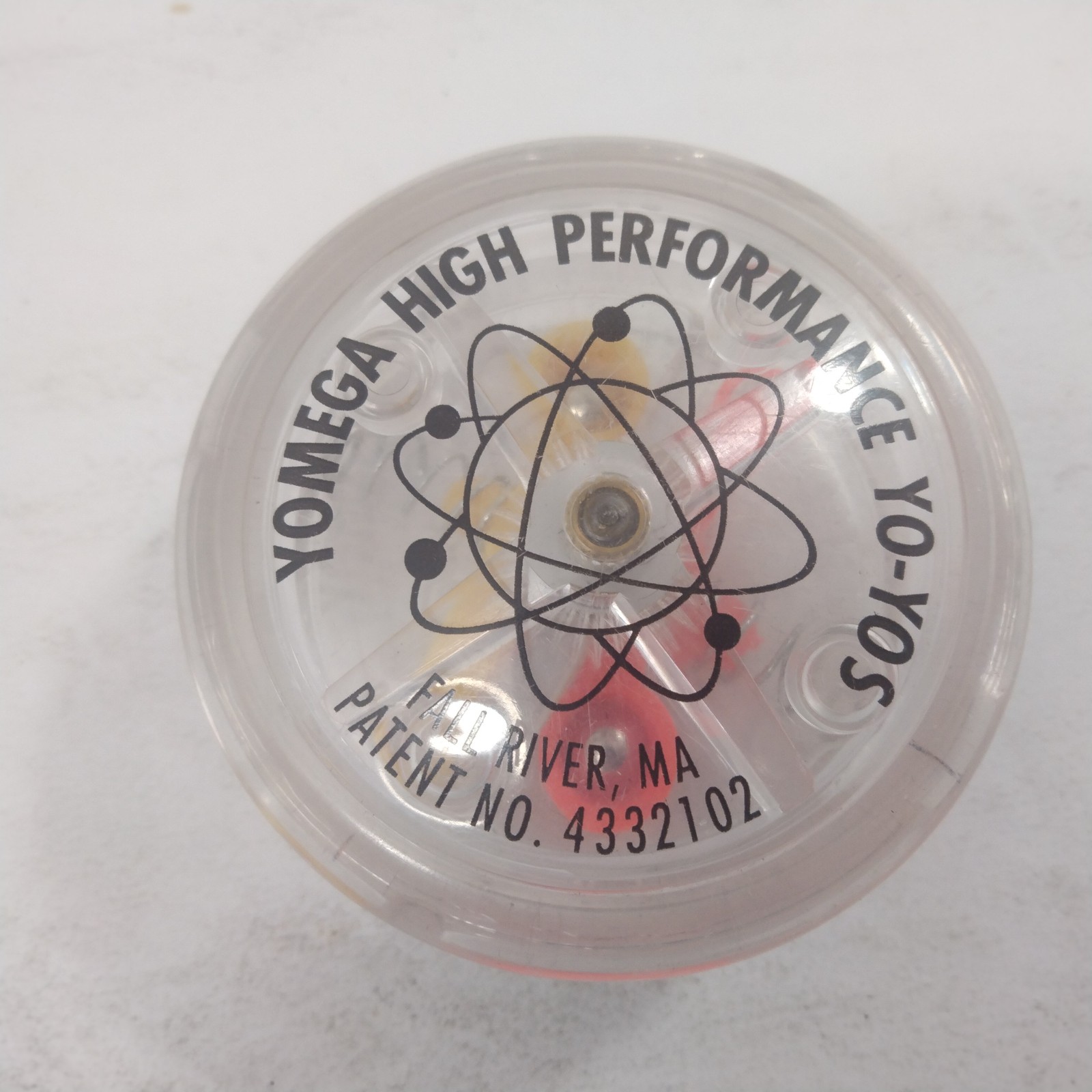 Yomega High Performance Yo-Yo Clear Plastic Patent No. 4332102