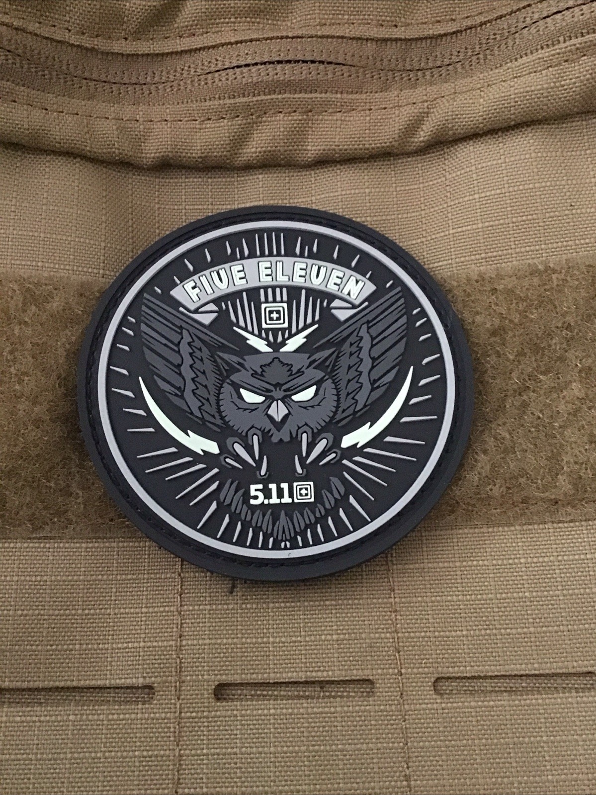 5.11 Morale Patch Night Owl 24 Hours New W/ Hook Backing New 1-1
