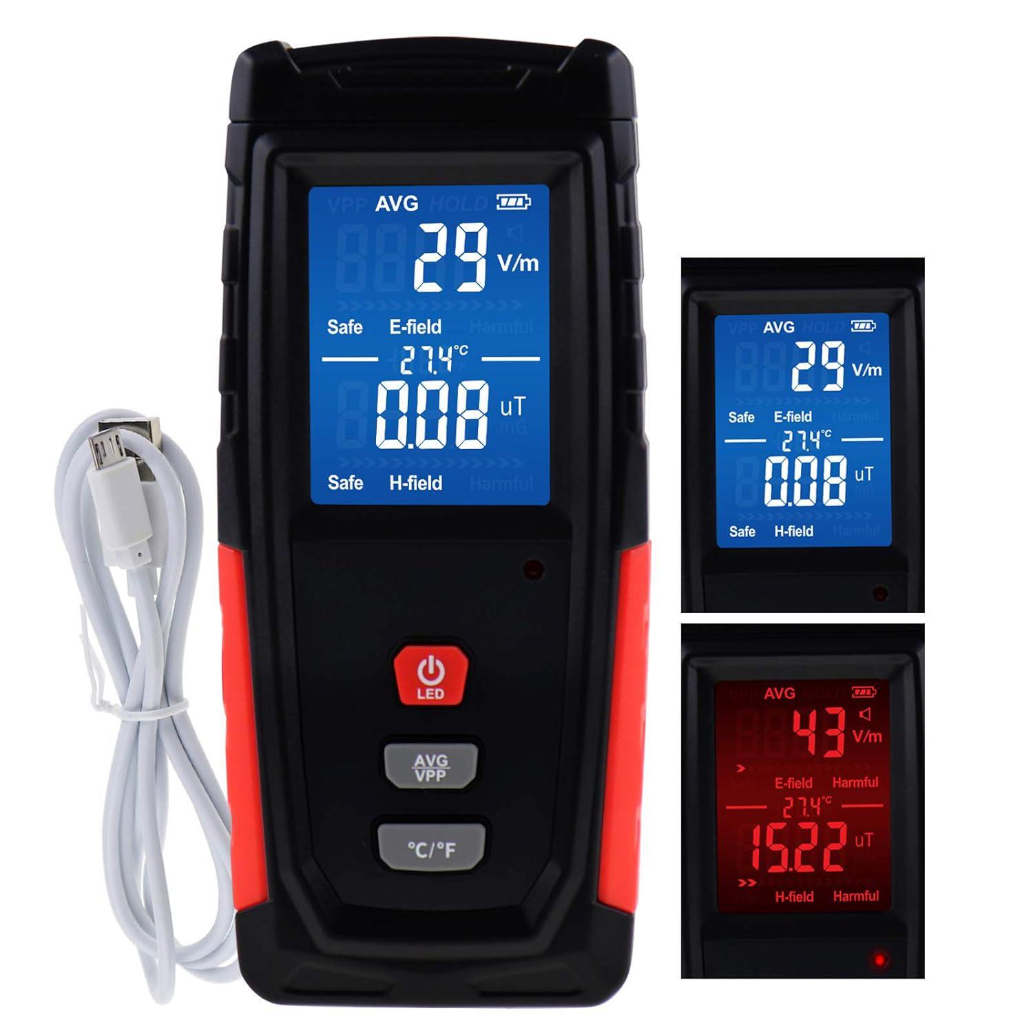 EMF Meter Digital Electromagnetic Field Radiation Detector With Sound Light EMF